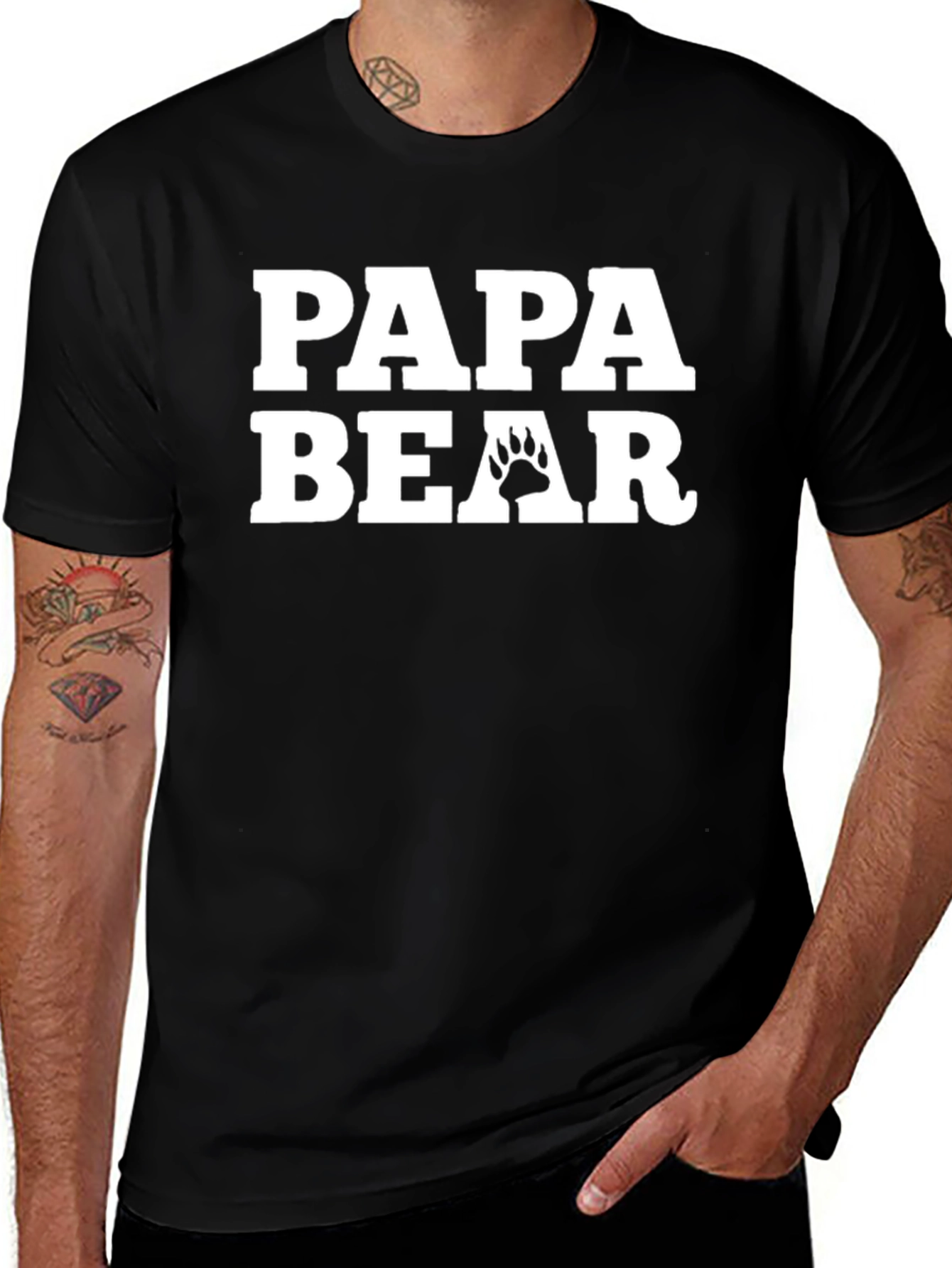 Papa Bear Graphic T-Shirt - Black Cotton Tee