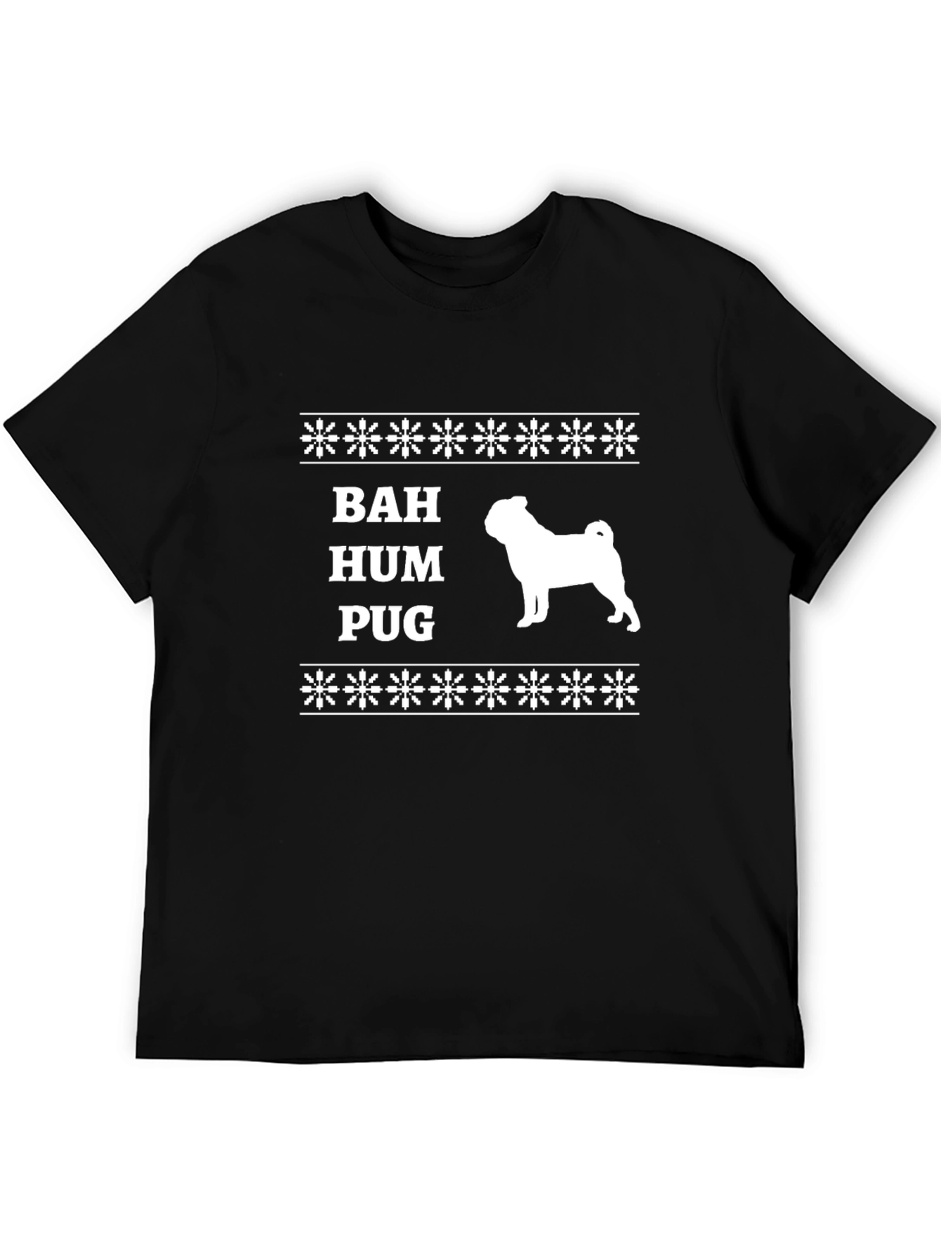 Bah Hum Pug Ugly Christmas T-Shirt Black