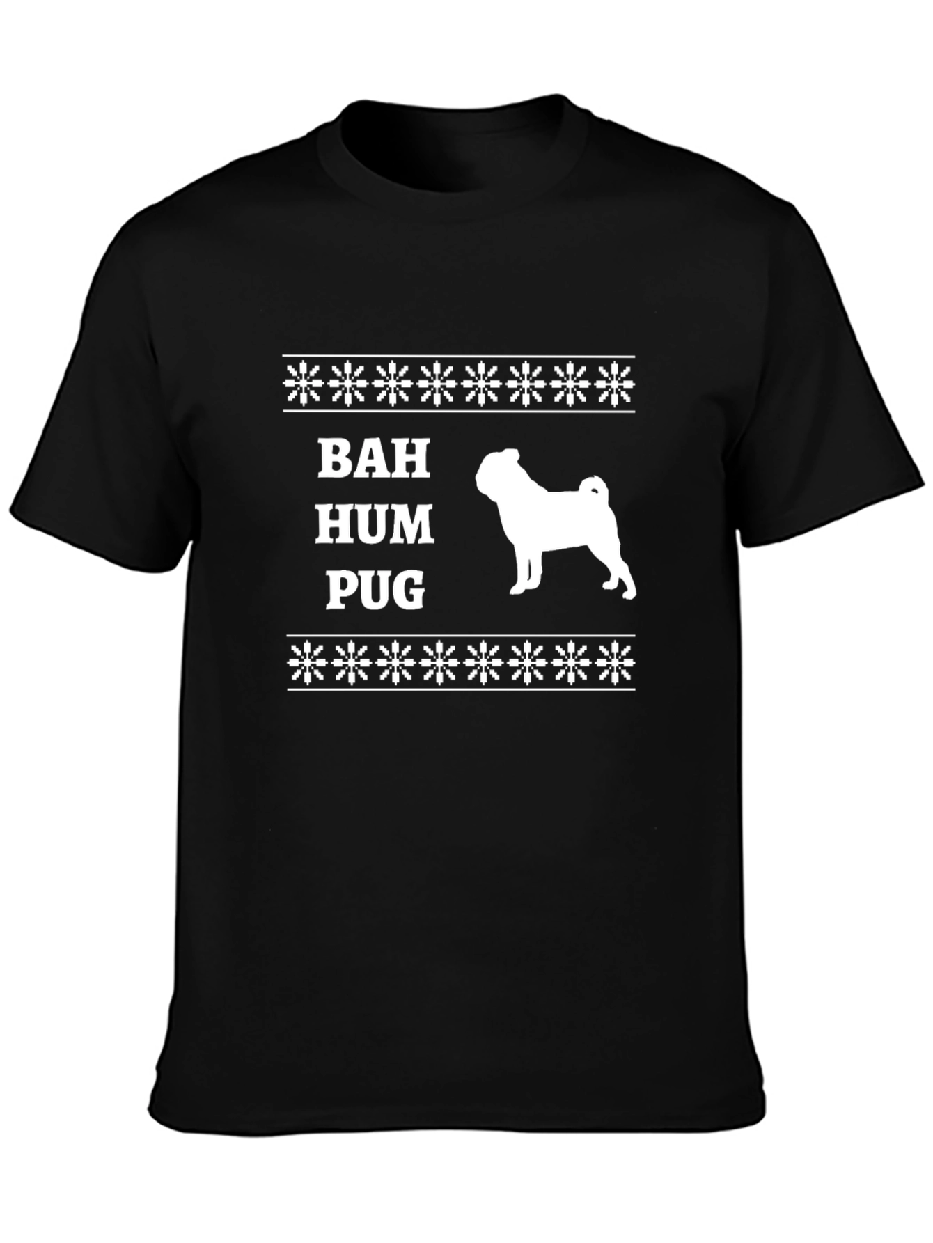 Bah Hum Pug Ugly Christmas T-Shirt Black