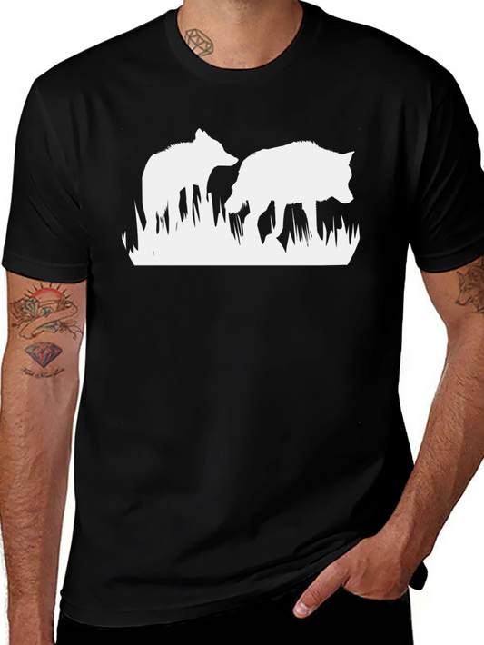 Wildlife Wolves Graphic T-Shirt - Black