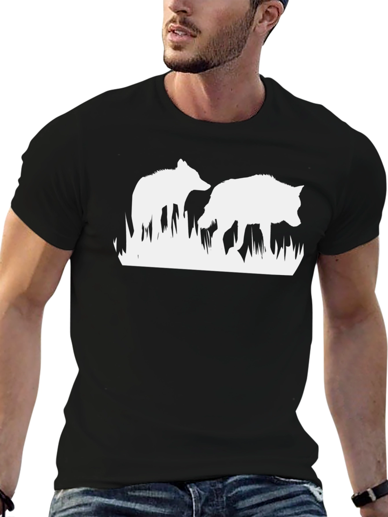 Wildlife Wolves Graphic T-Shirt - Black