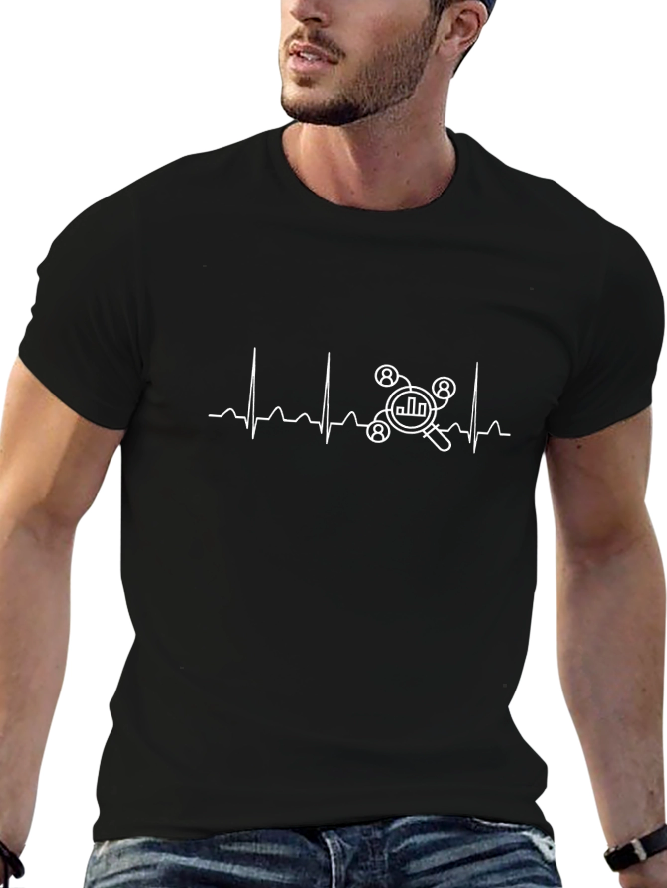Data Analytics Heartbeat Black T-Shirt