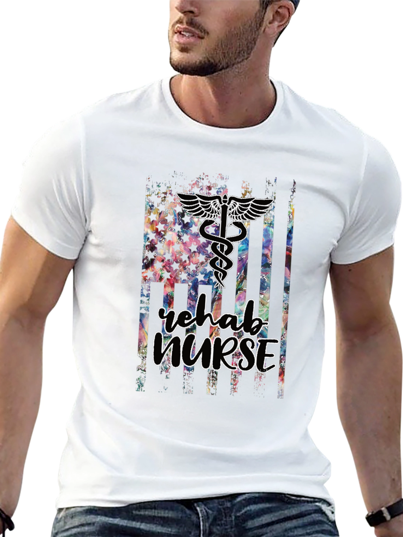 Rehab Nurse American Flag Tee - Nurse Apparel