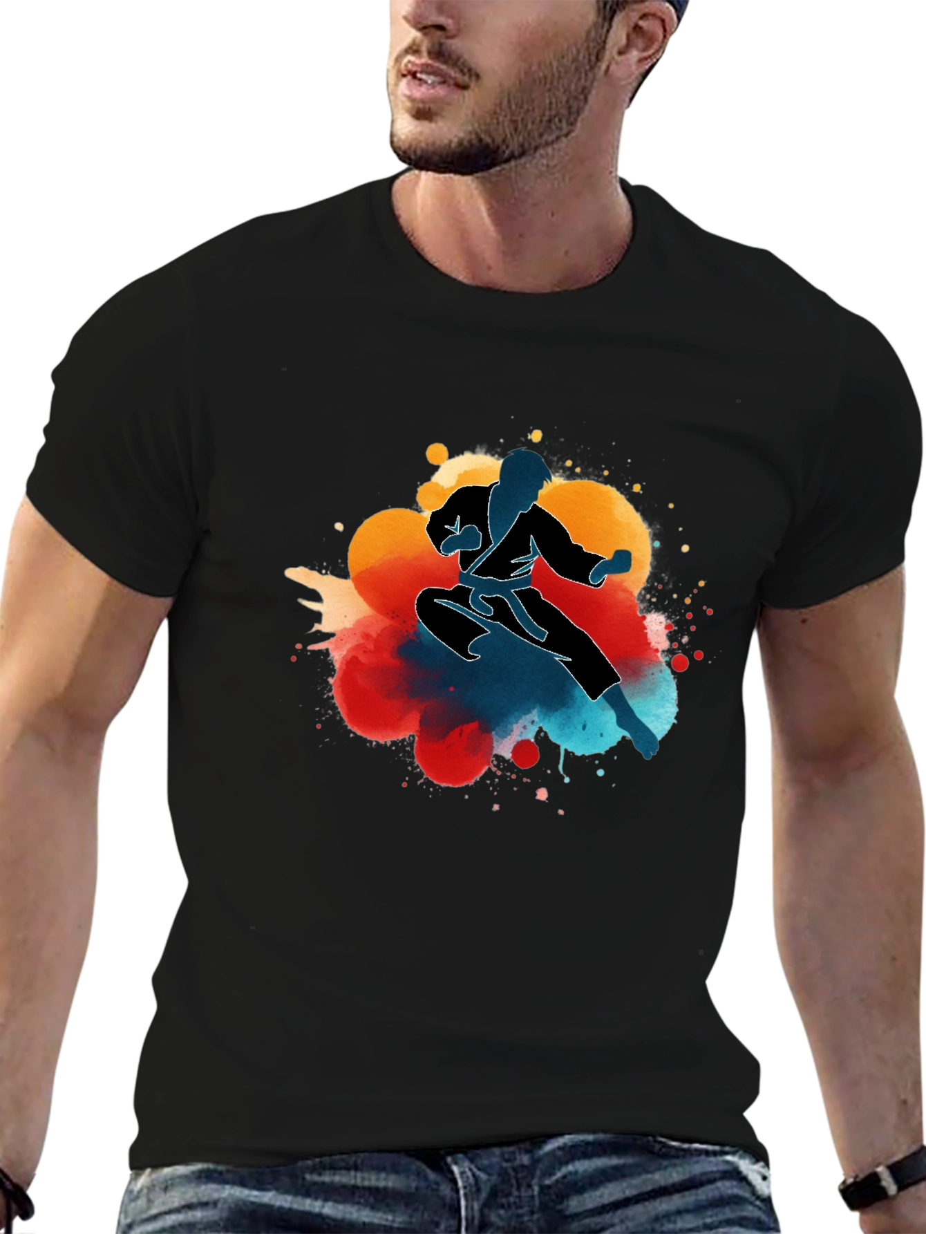 Karate Kick T-Shirt - Mens Black Graphic Tee