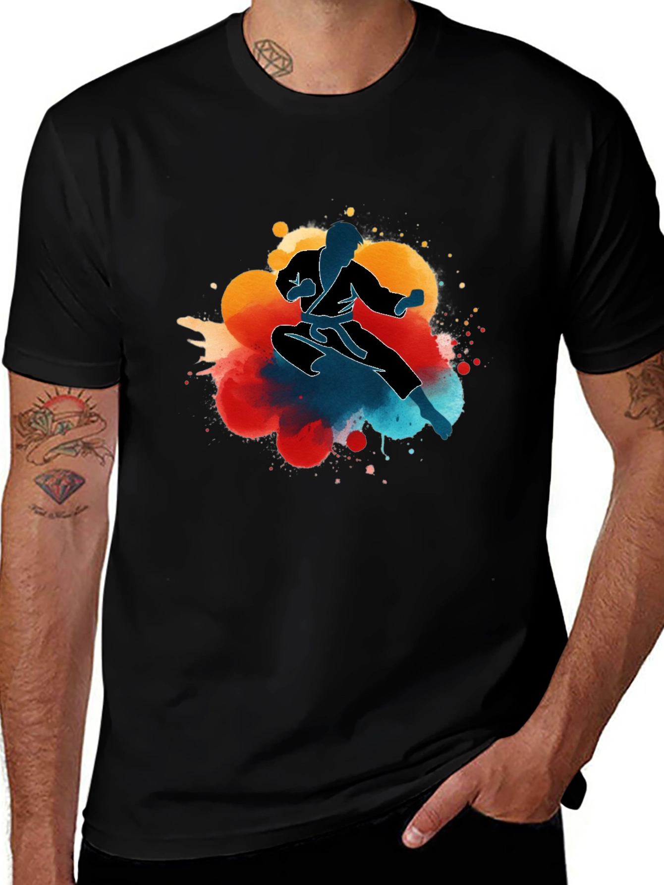Karate Kick T-Shirt - Mens Black Graphic Tee