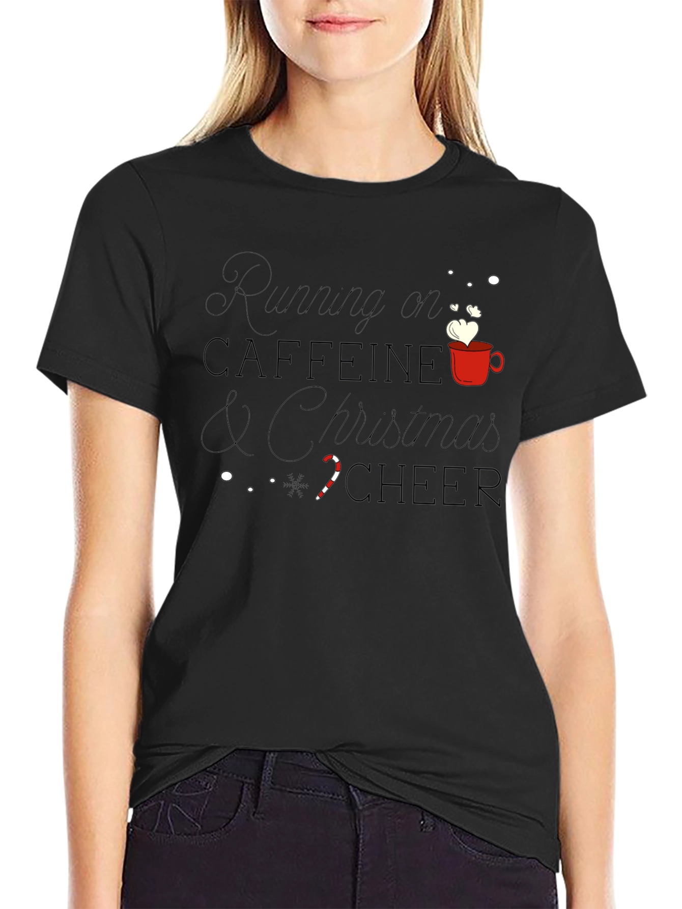 Running on Caffeine & Christmas Cheer Graphic Tee