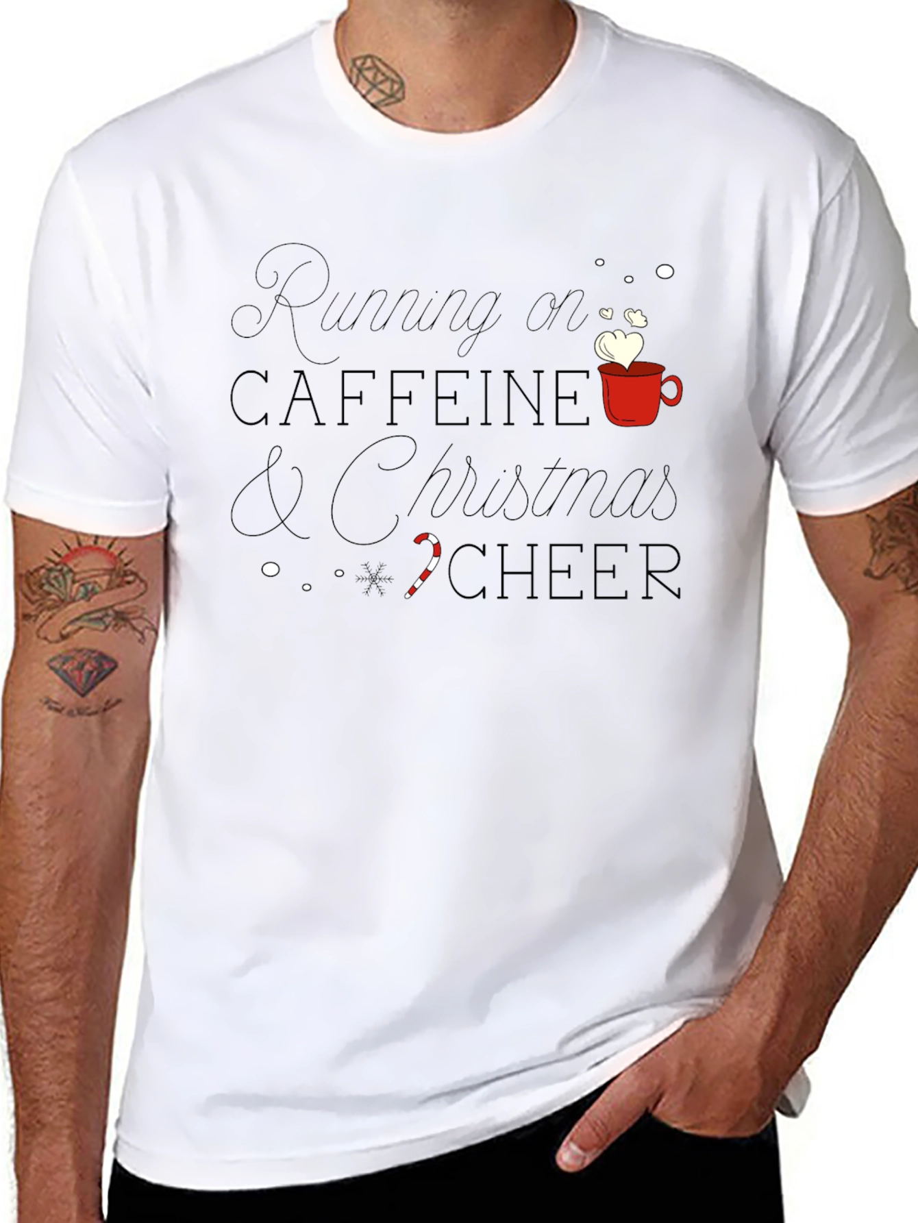 Running on Caffeine & Christmas Cheer Graphic Tee