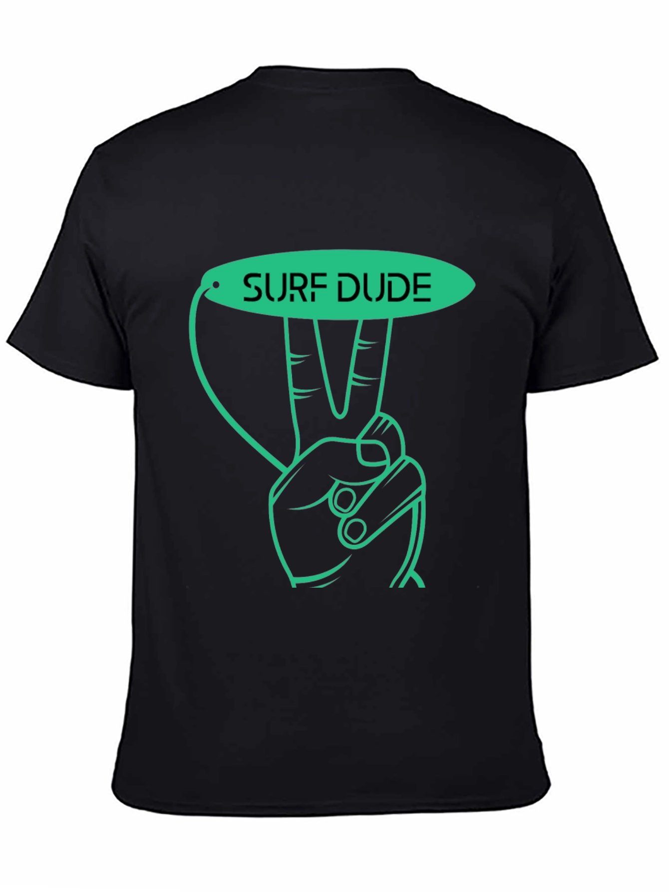 Surf Dude Graphic Tee - Black Cotton T-Shirt