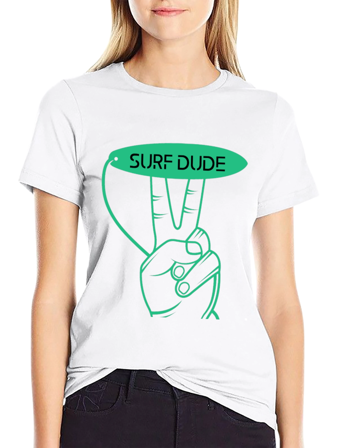 Surf Dude Graphic Tee - Black Cotton T-Shirt