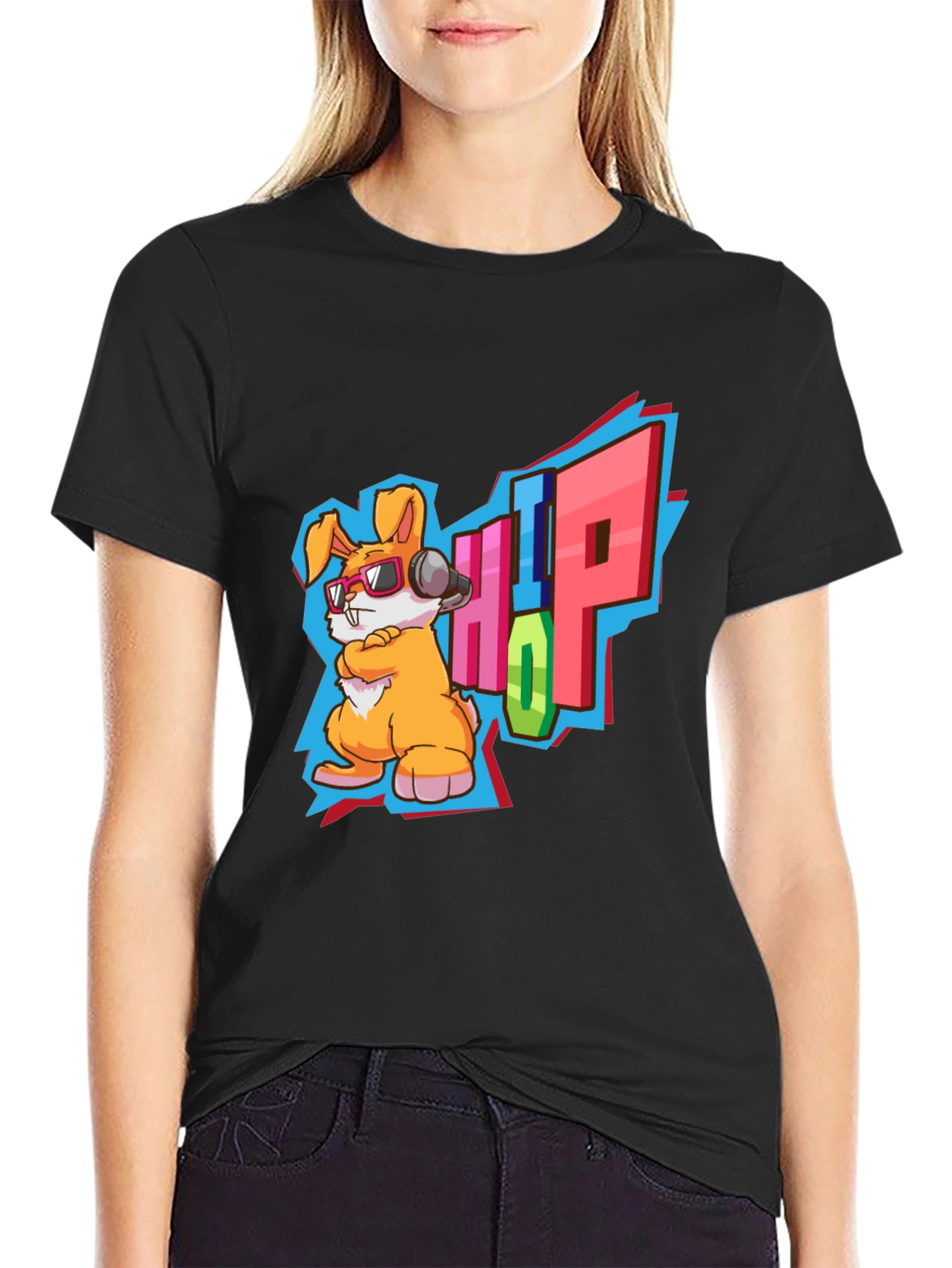 Hip Hop Rabbit Graphic T-Shirt
