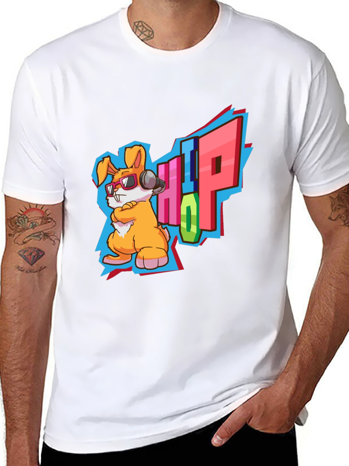 Hip Hop Rabbit Graphic T-Shirt