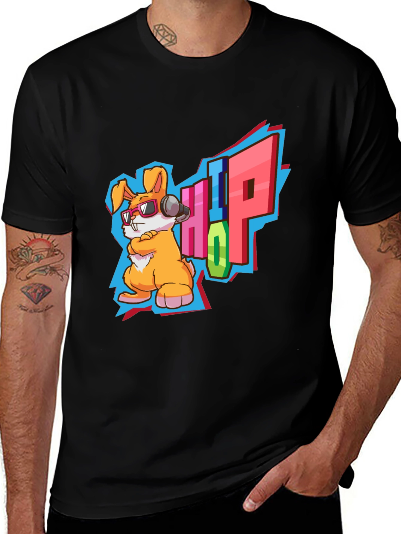 Hip Hop Rabbit Graphic T-Shirt