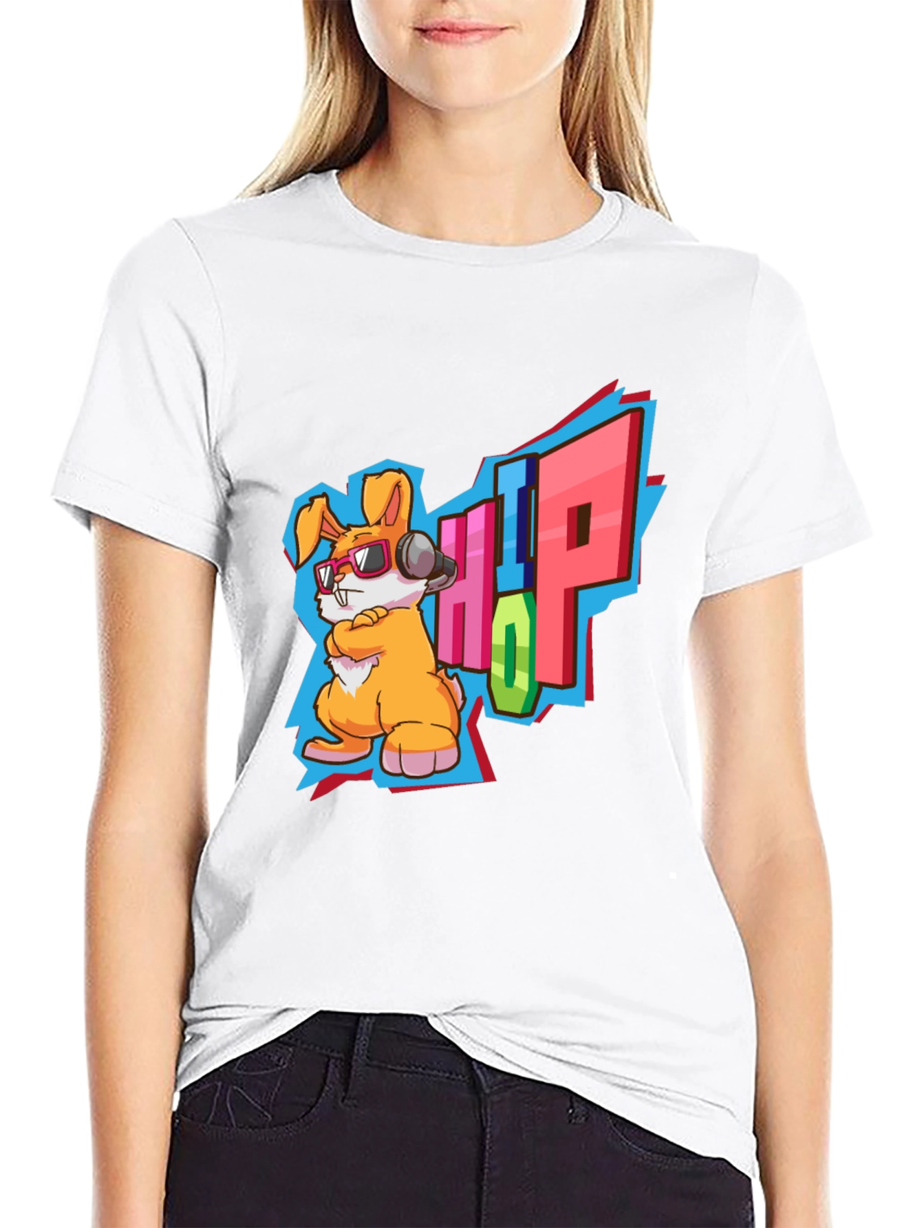 Hip Hop Rabbit Graphic T-Shirt