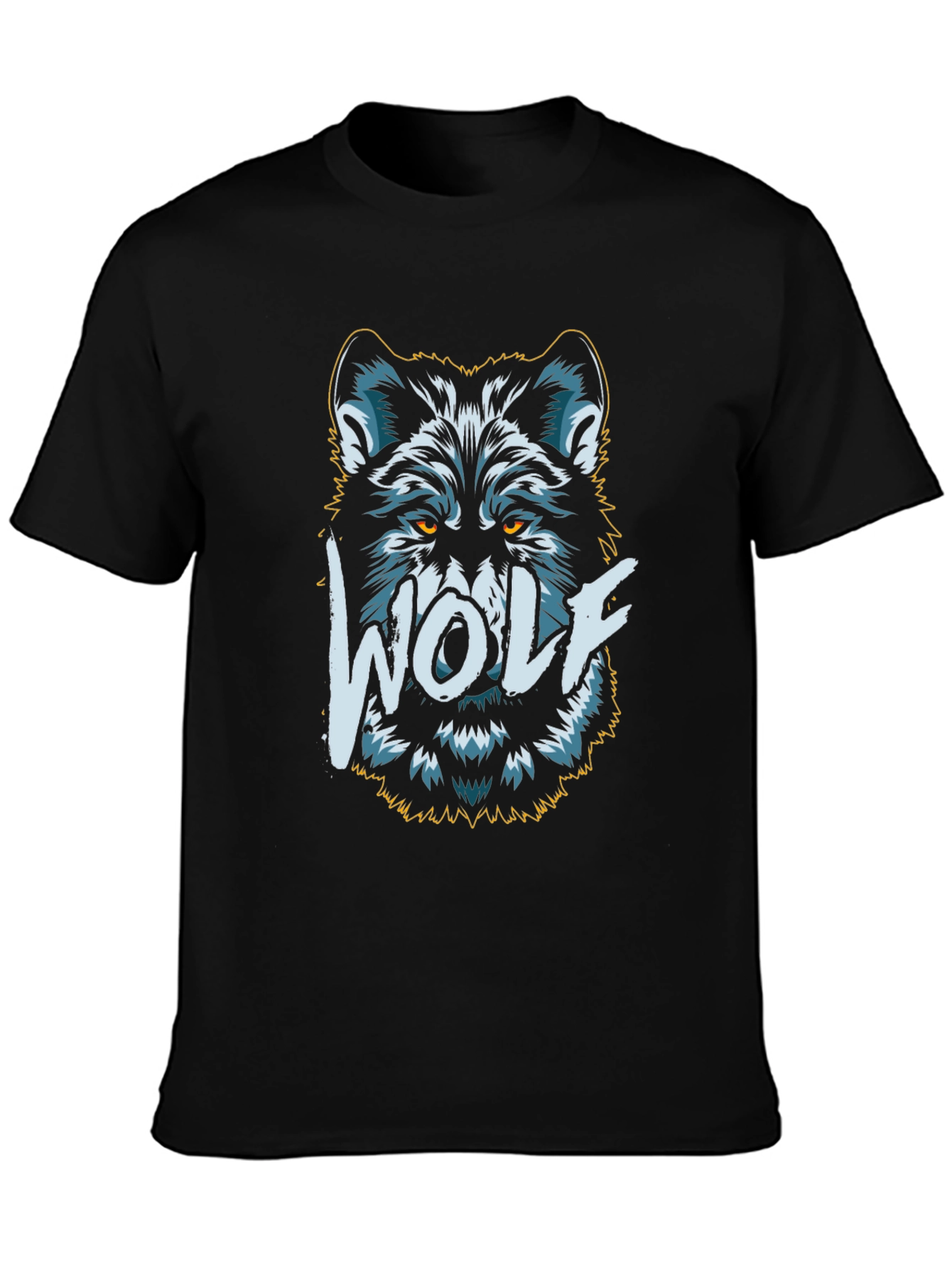 Wolf Graphic Print T-Shirt - Mens Black Tee