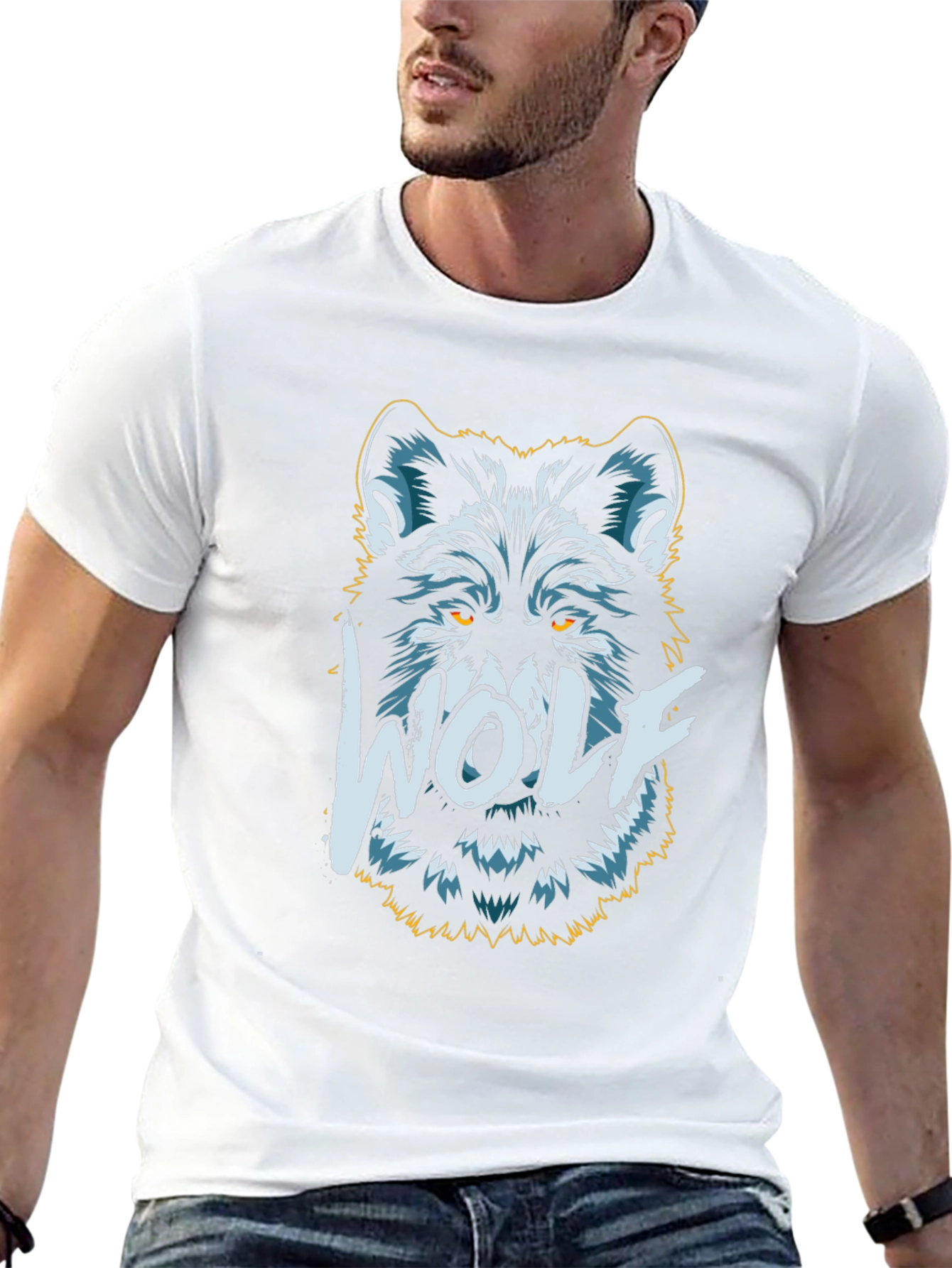 Wolf Graphic Print T-Shirt - Mens Black Tee