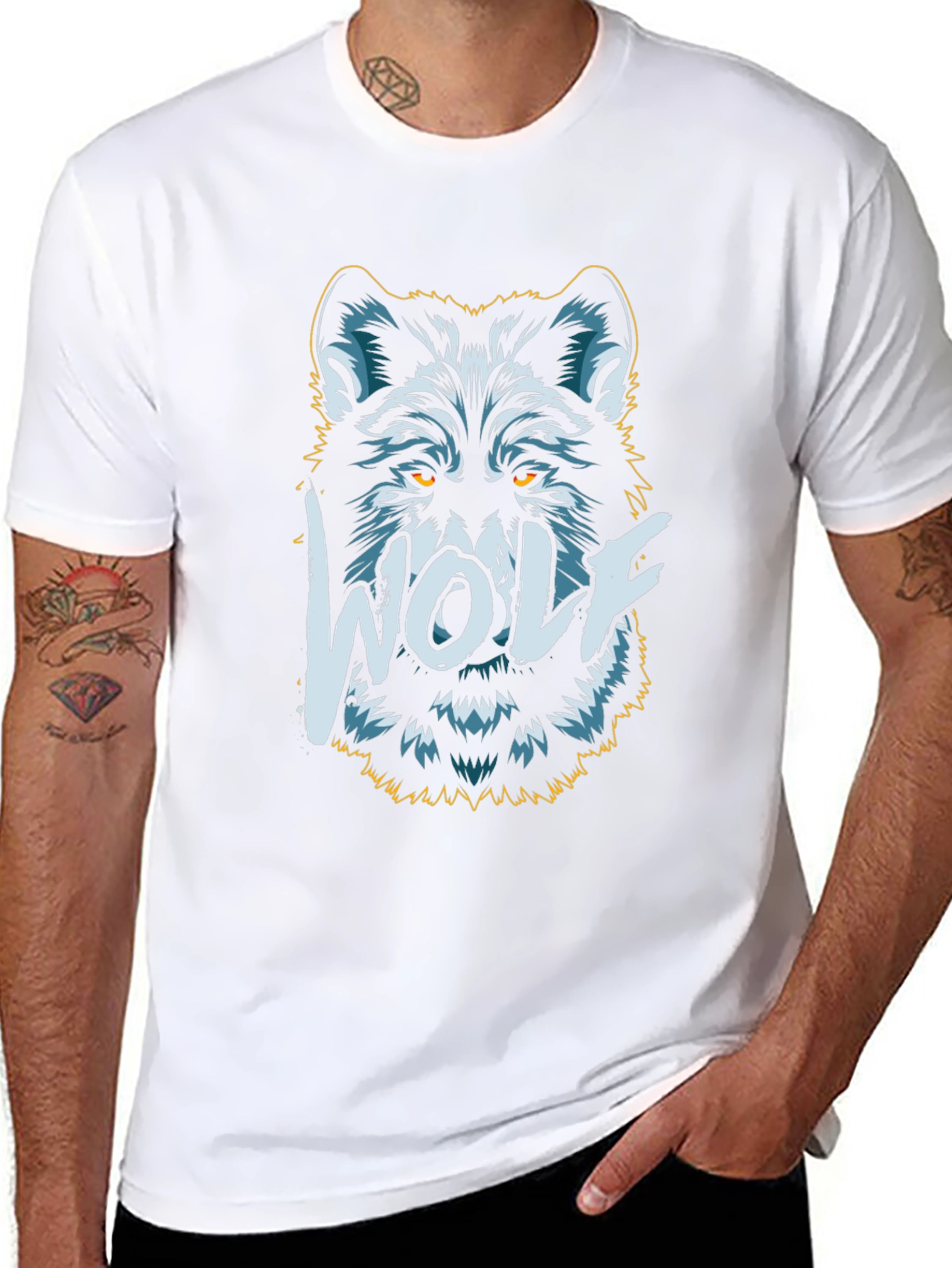 Wolf Graphic Print T-Shirt - Mens Black Tee
