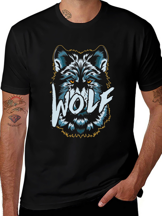 Wolf Graphic Print T-Shirt - Mens Black Tee