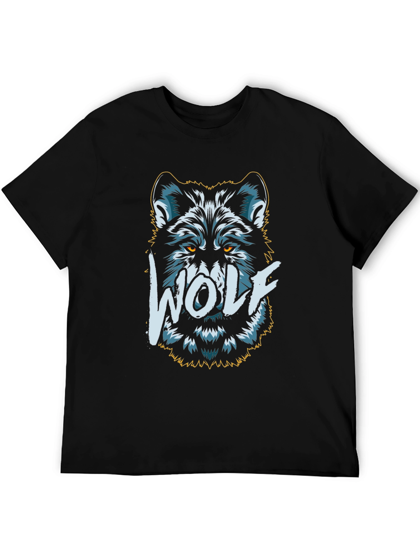 Wolf Graphic Print T-Shirt - Mens Black Tee