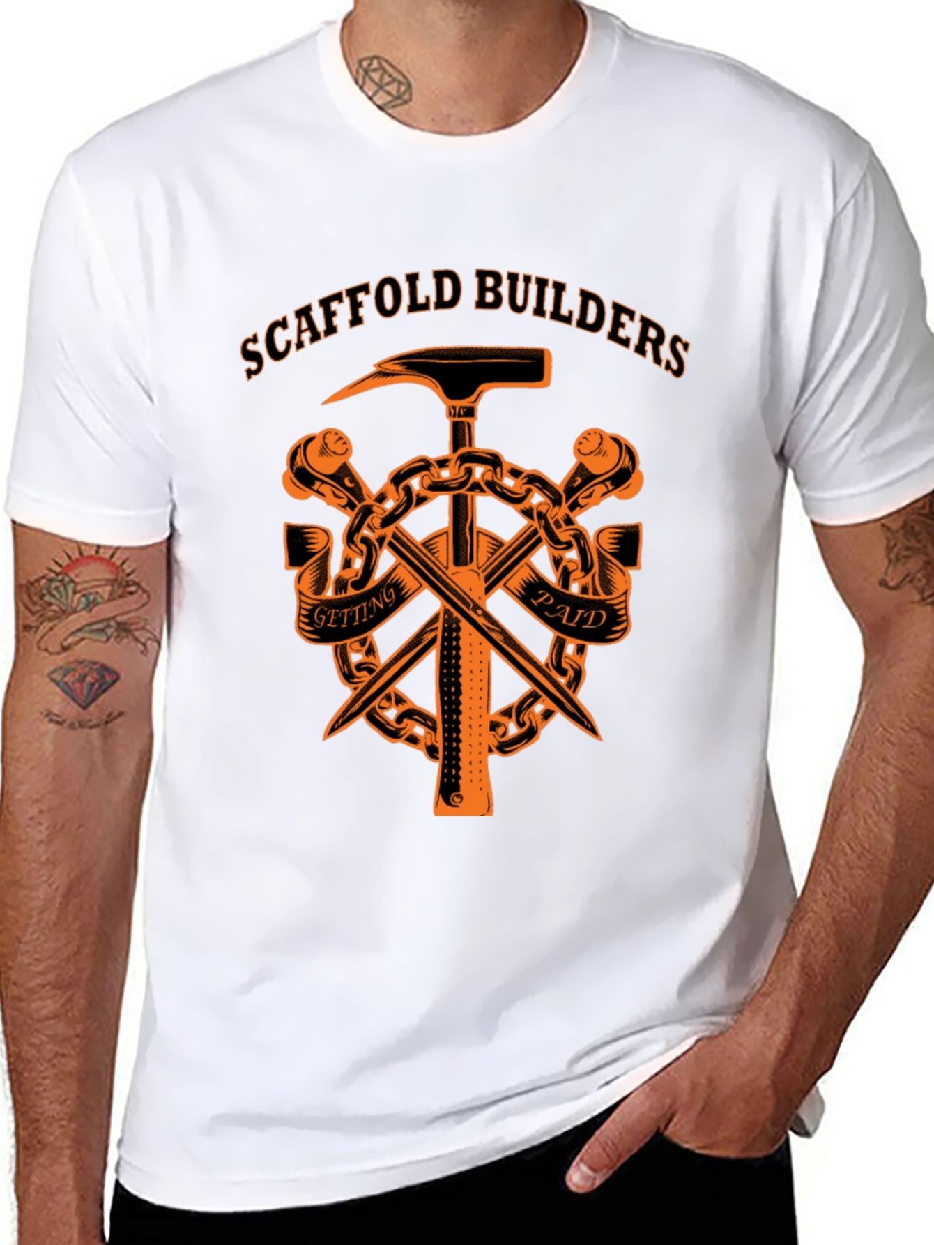 Scaffold Builders T-Shirt - Orange Graphic Tee