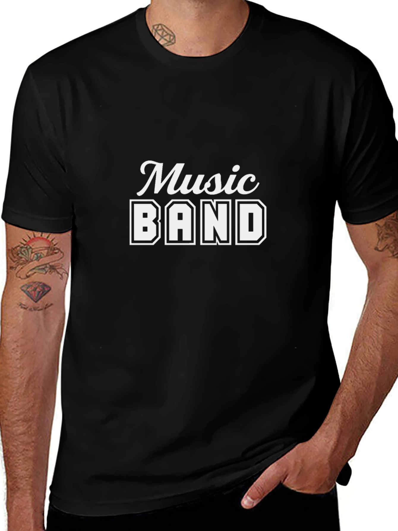 Music Band Graphic Black T-Shirt