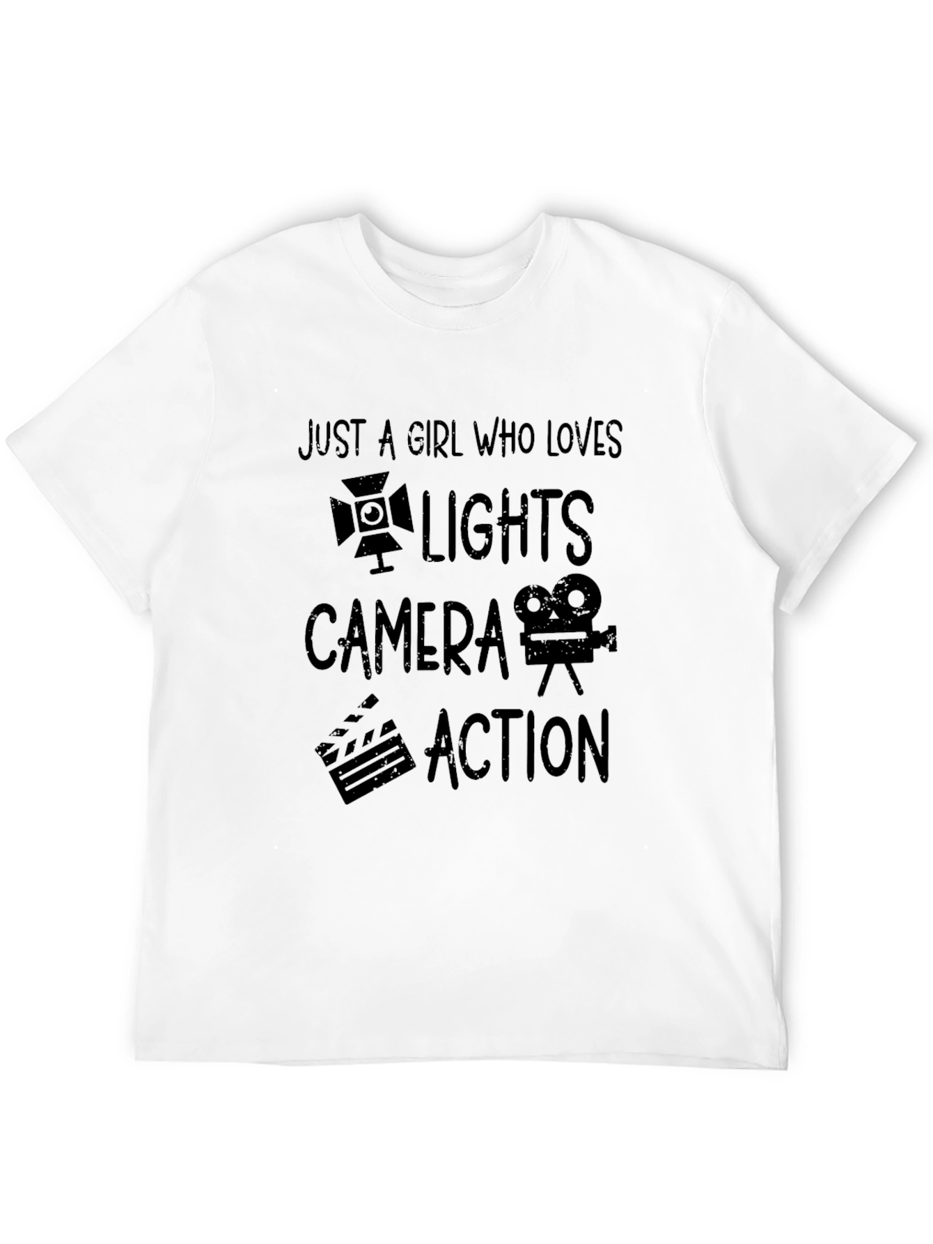 Just A Girl Who Loves Lights Camera Action T-Shirt