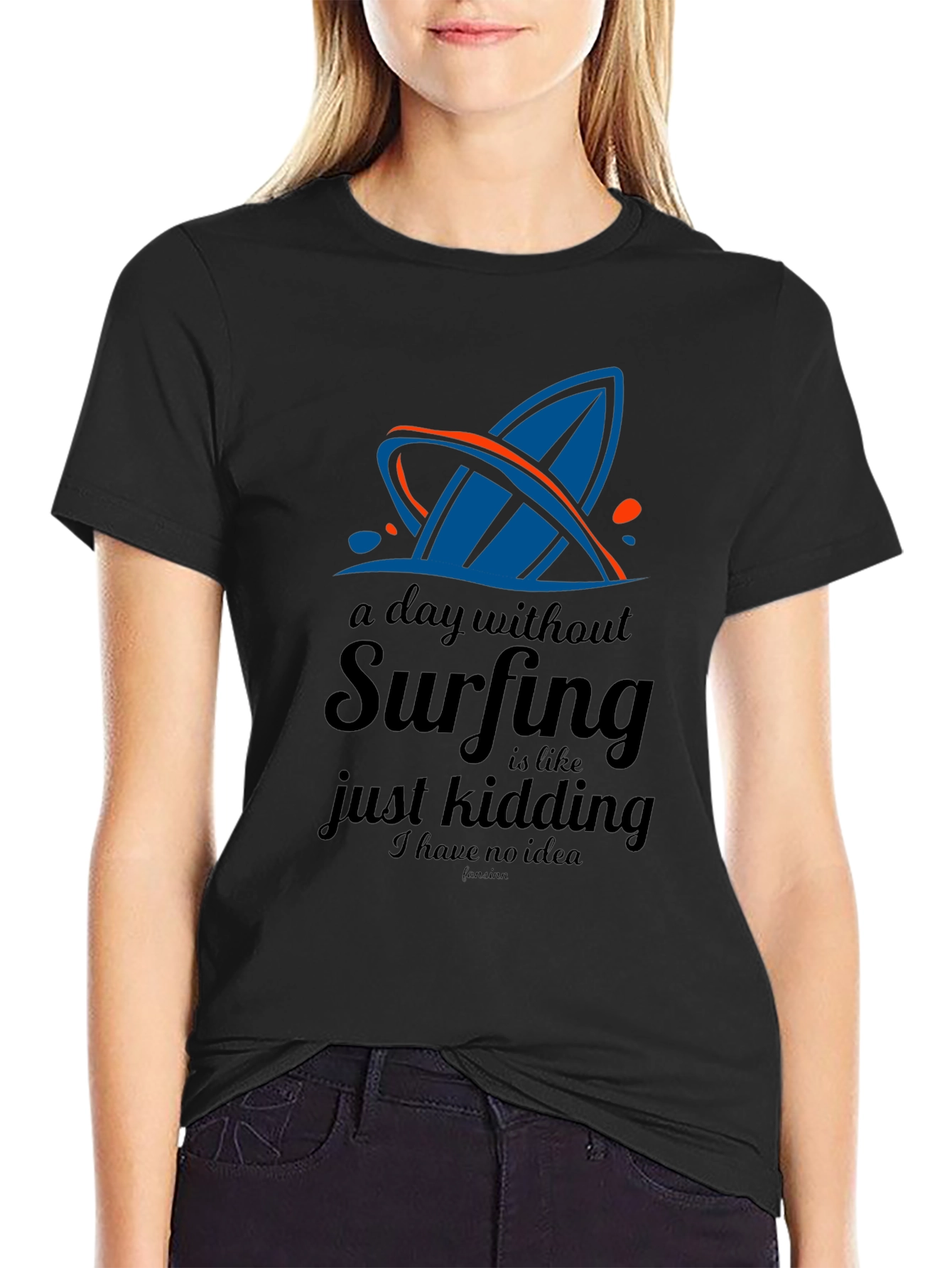 Surfing T-Shirt: A Day Without Surfing Black Tee