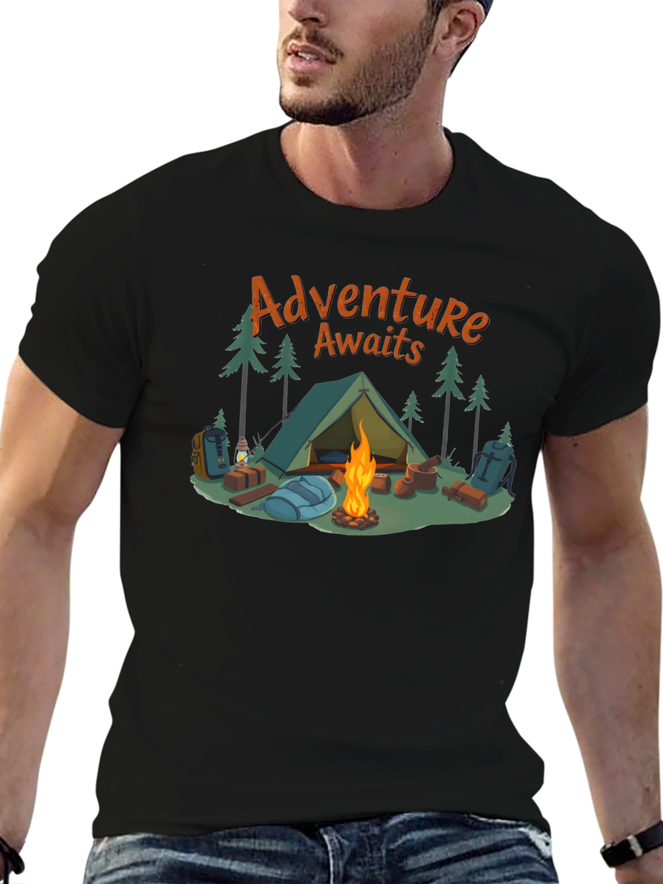 Adventure Awaits Graphic Tee - Camping Design