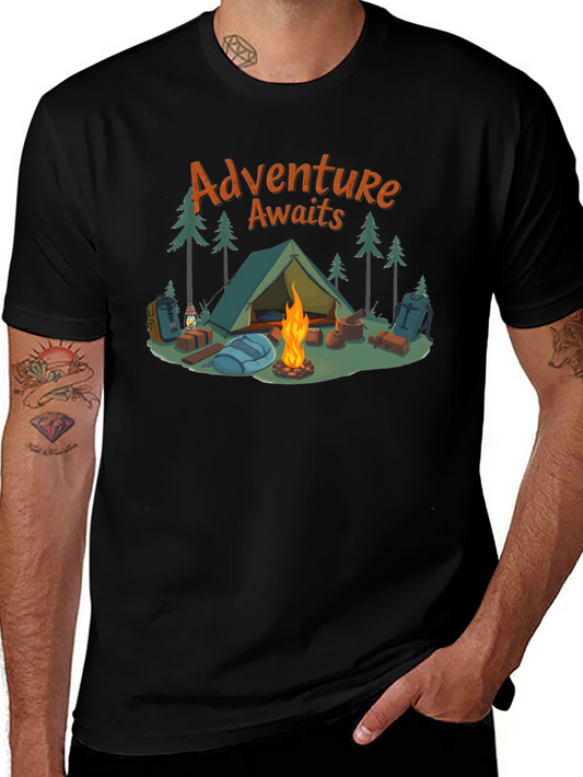 Adventure Awaits Graphic Tee - Camping Design