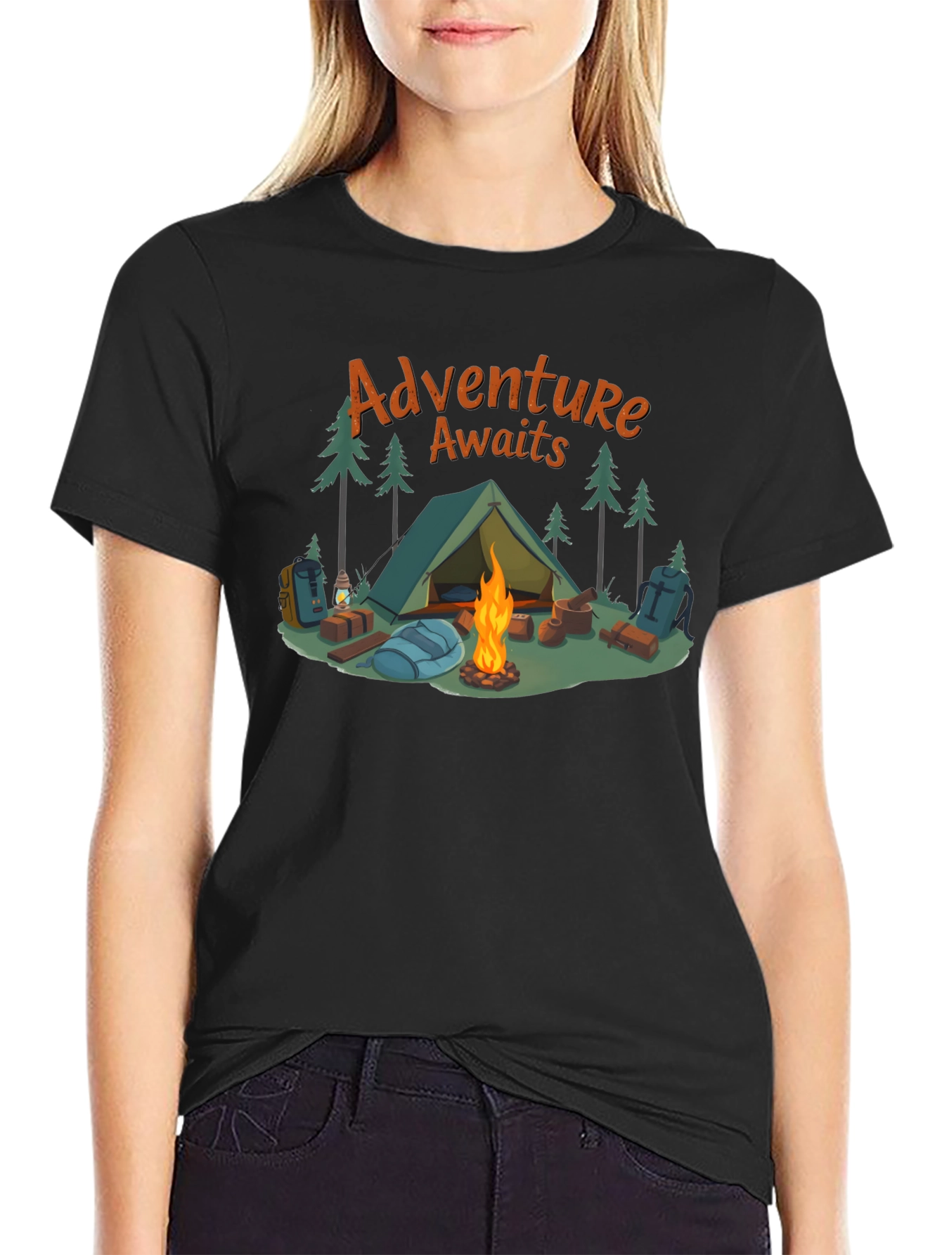Adventure Awaits Graphic Tee - Camping Design