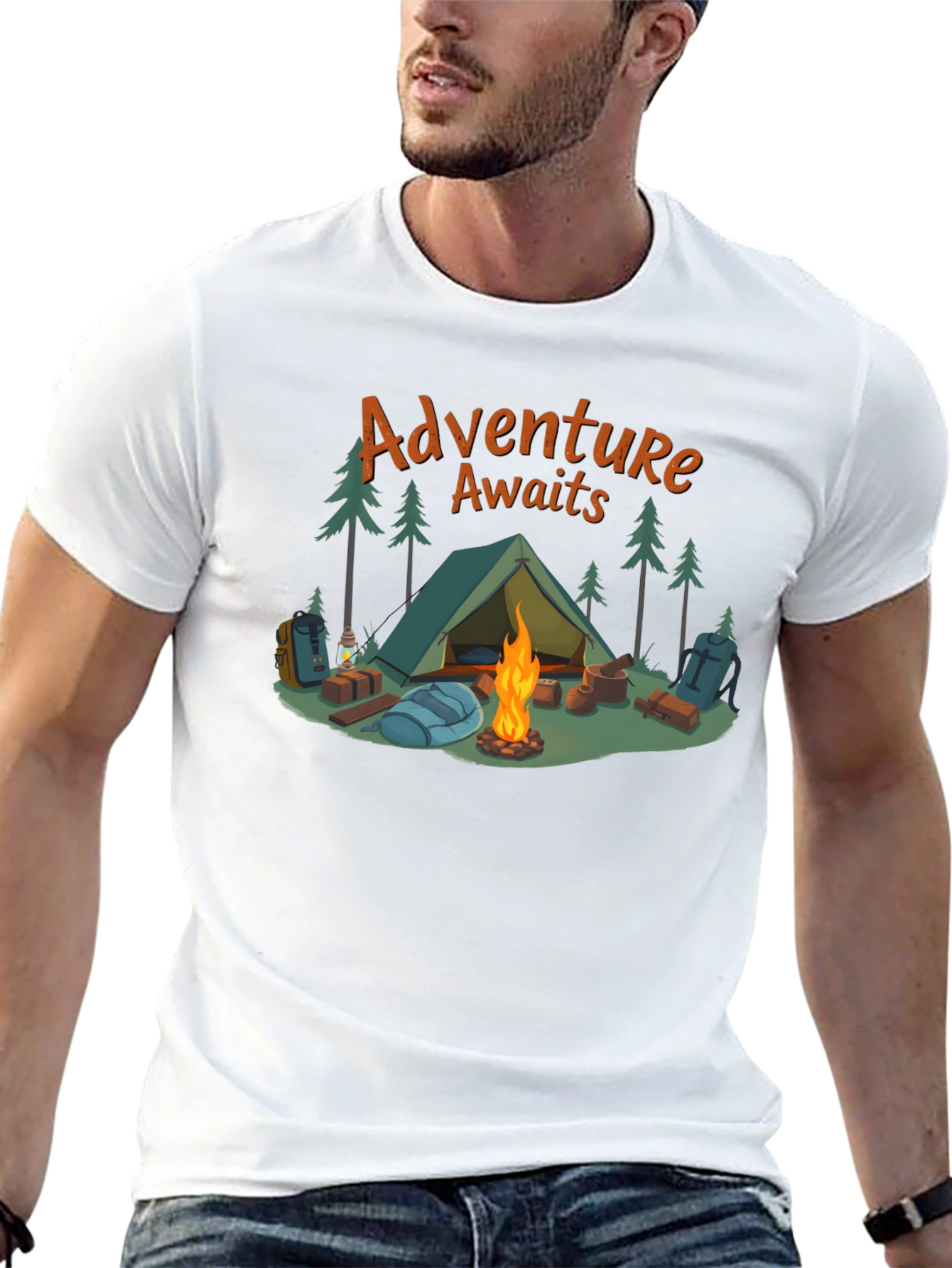Adventure Awaits Graphic Tee - Camping Design