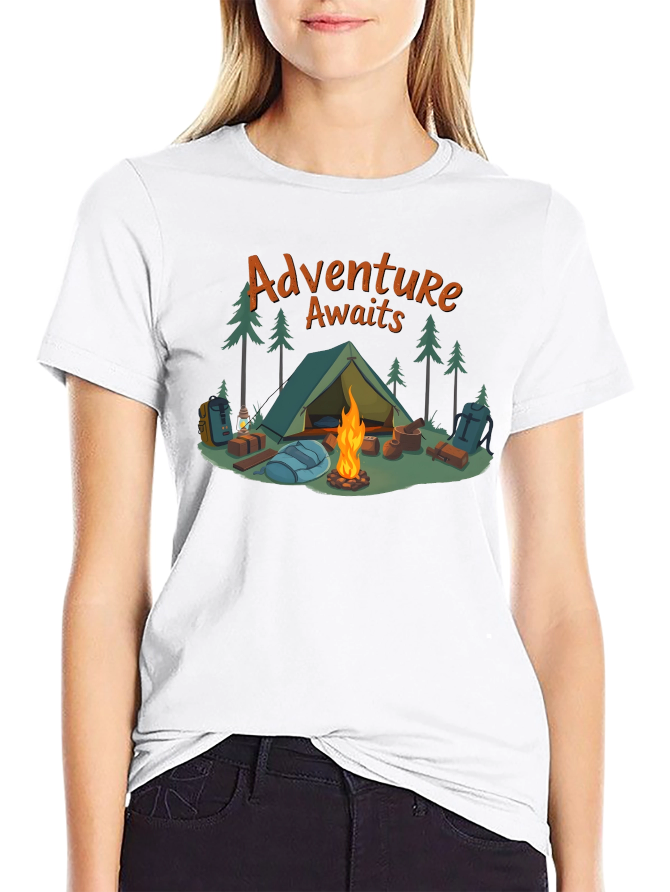 Adventure Awaits Graphic Tee - Camping Design