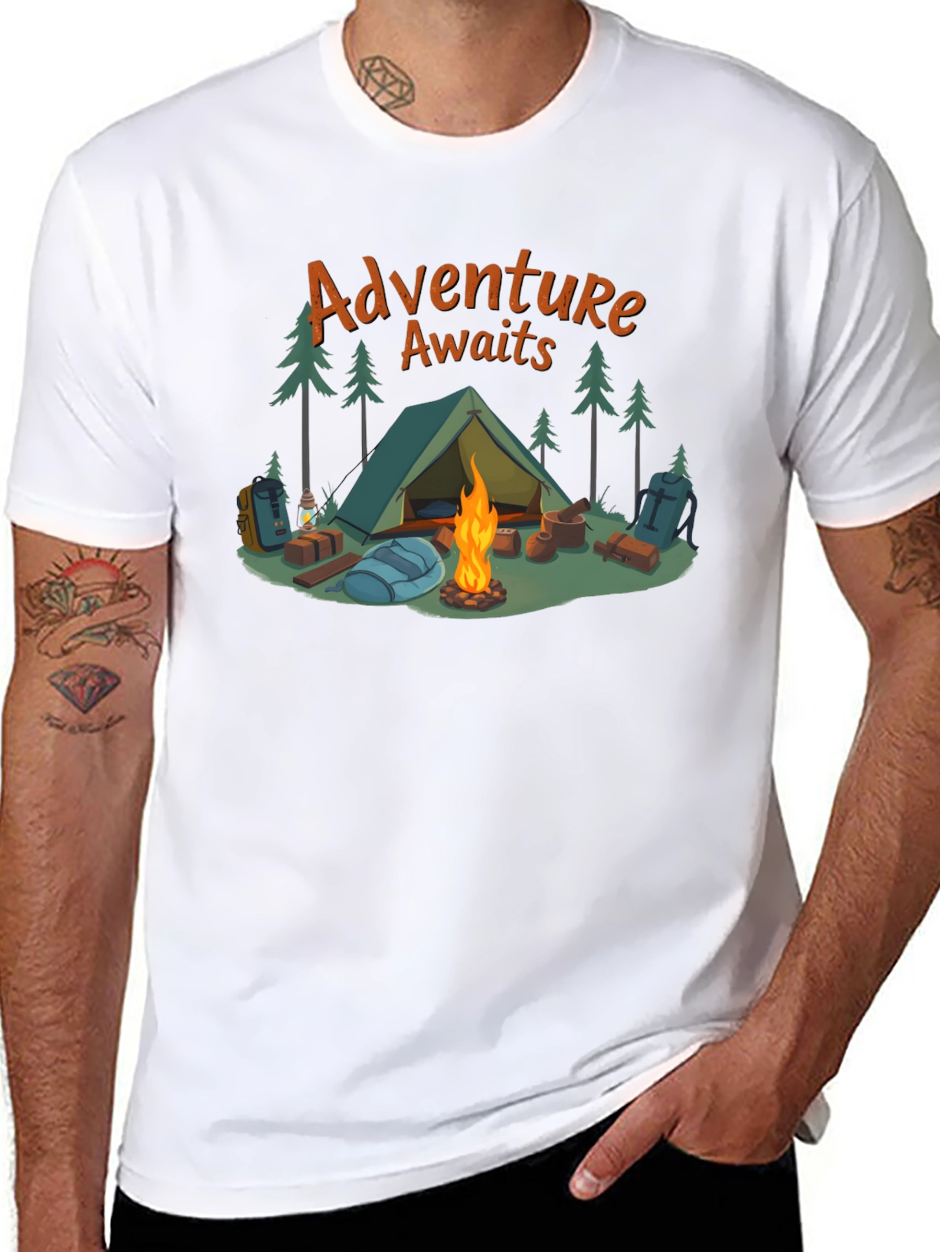 Adventure Awaits Graphic Tee - Camping Design