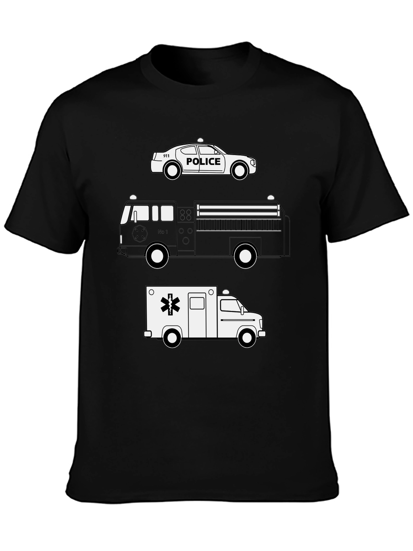 Emergency Vehicle T-Shirt: Police Fire Ambulance
