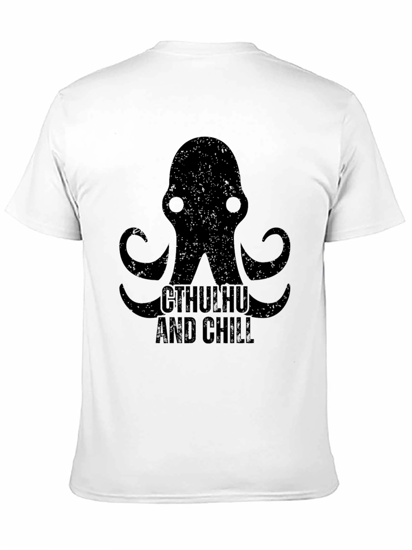 Cthulhu and Chill Graphic Print Black T-Shirt
