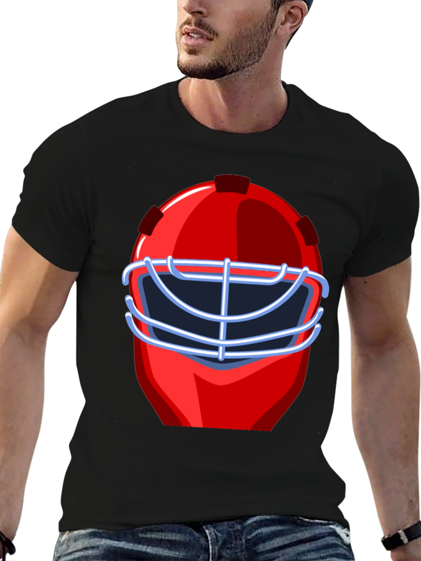Red Hockey Mask Graphic T-Shirt