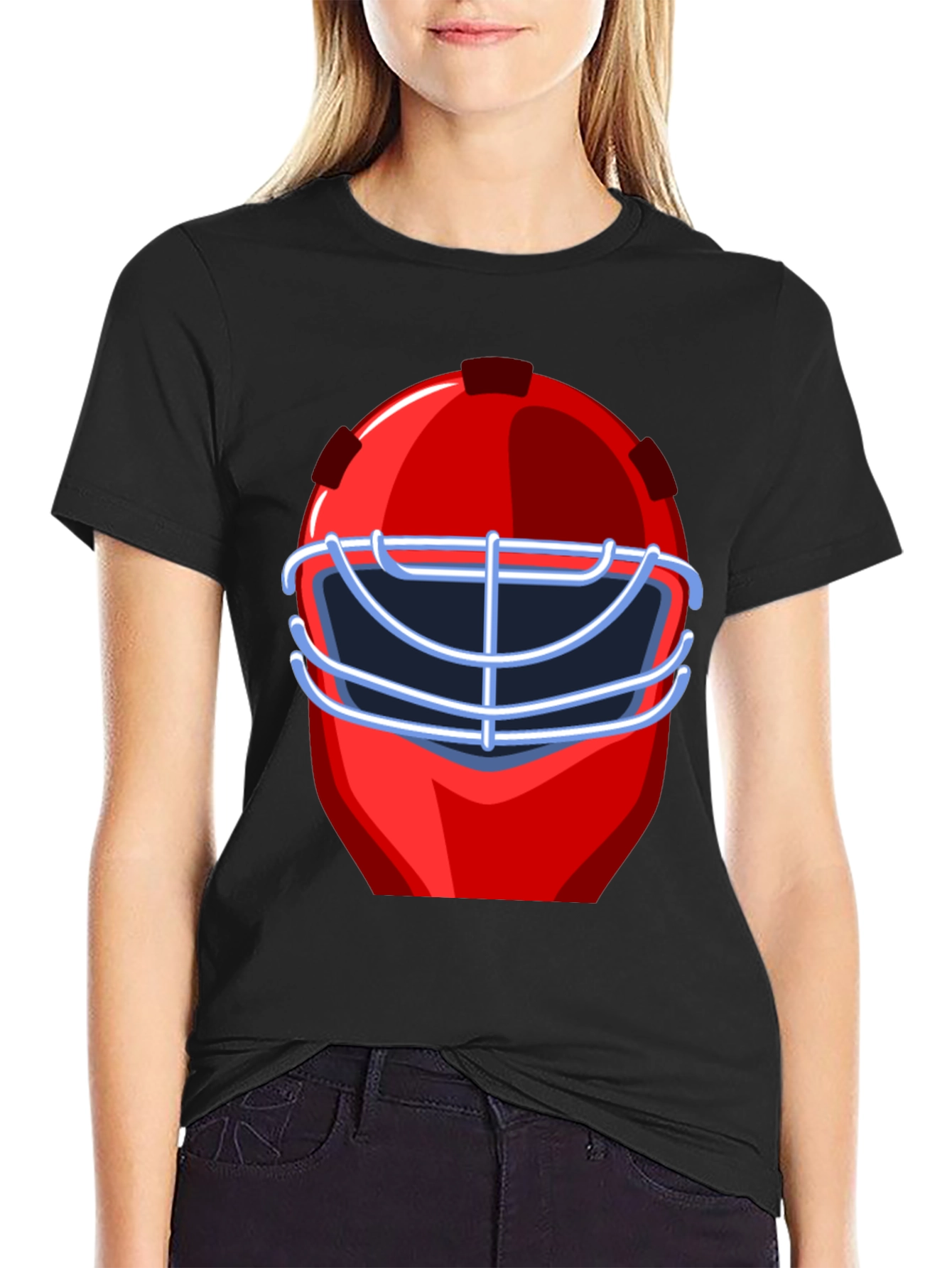 Red Hockey Mask Graphic T-Shirt