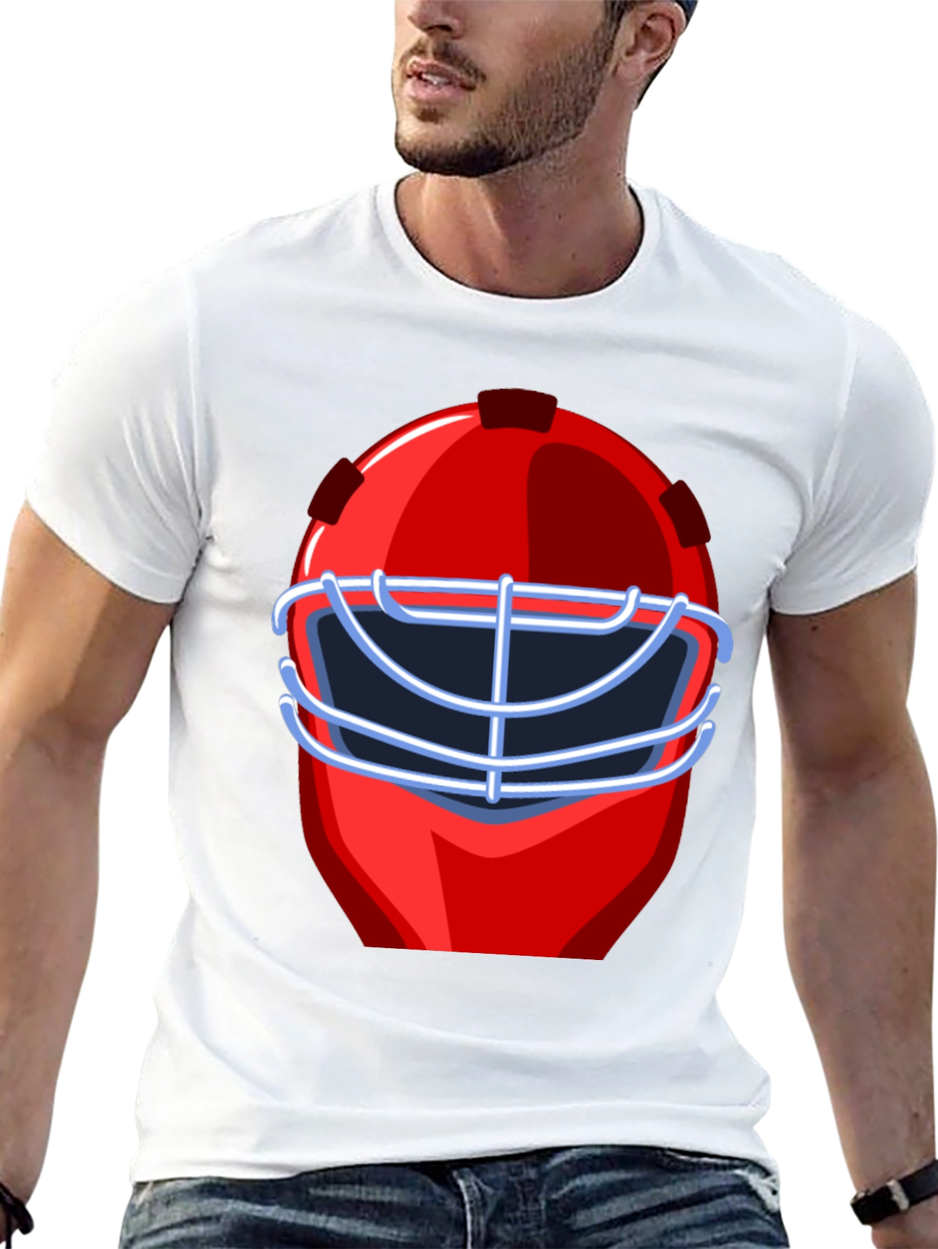 Red Hockey Mask Graphic T-Shirt