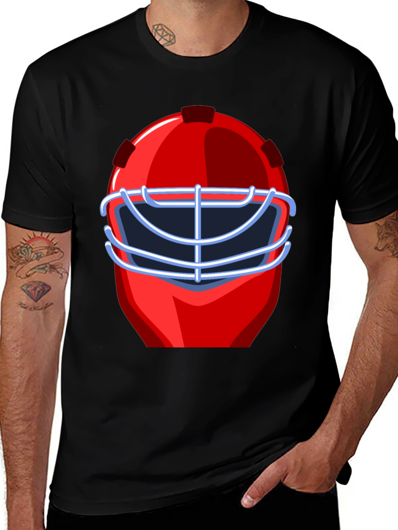 Red Hockey Mask Graphic T-Shirt