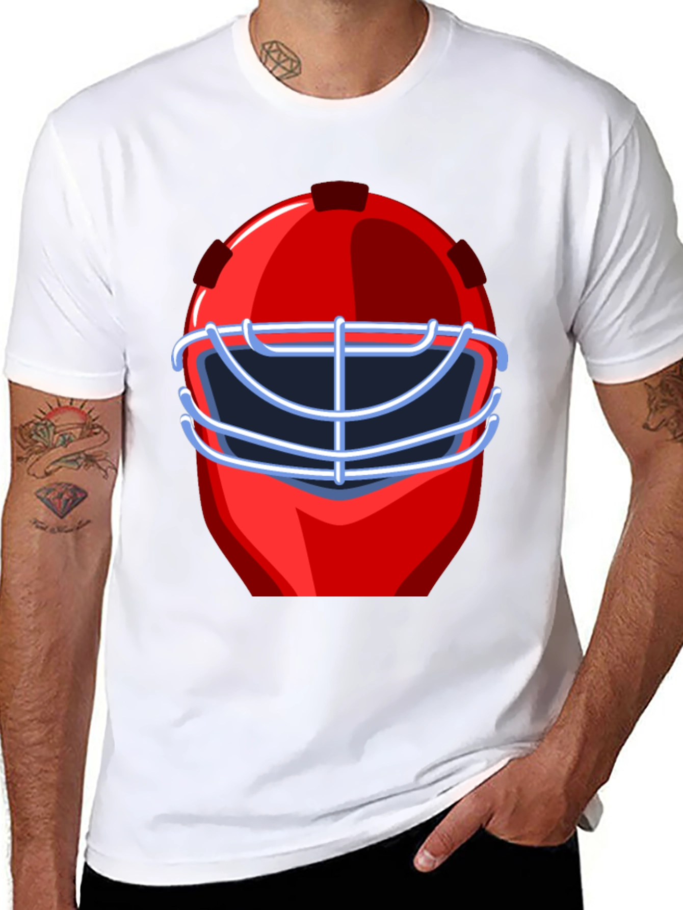 Red Hockey Mask Graphic T-Shirt