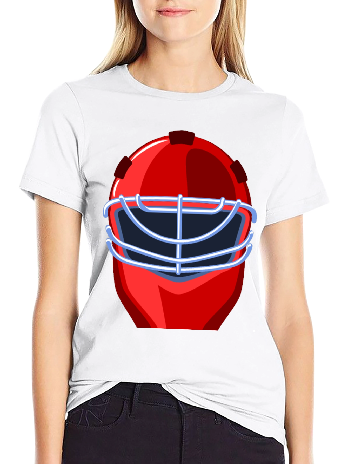 Red Hockey Mask Graphic T-Shirt
