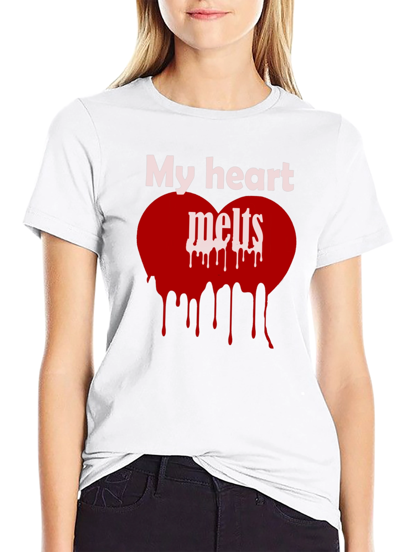 My Heart Melts Graphic Tee - Black Casual T-Shirt