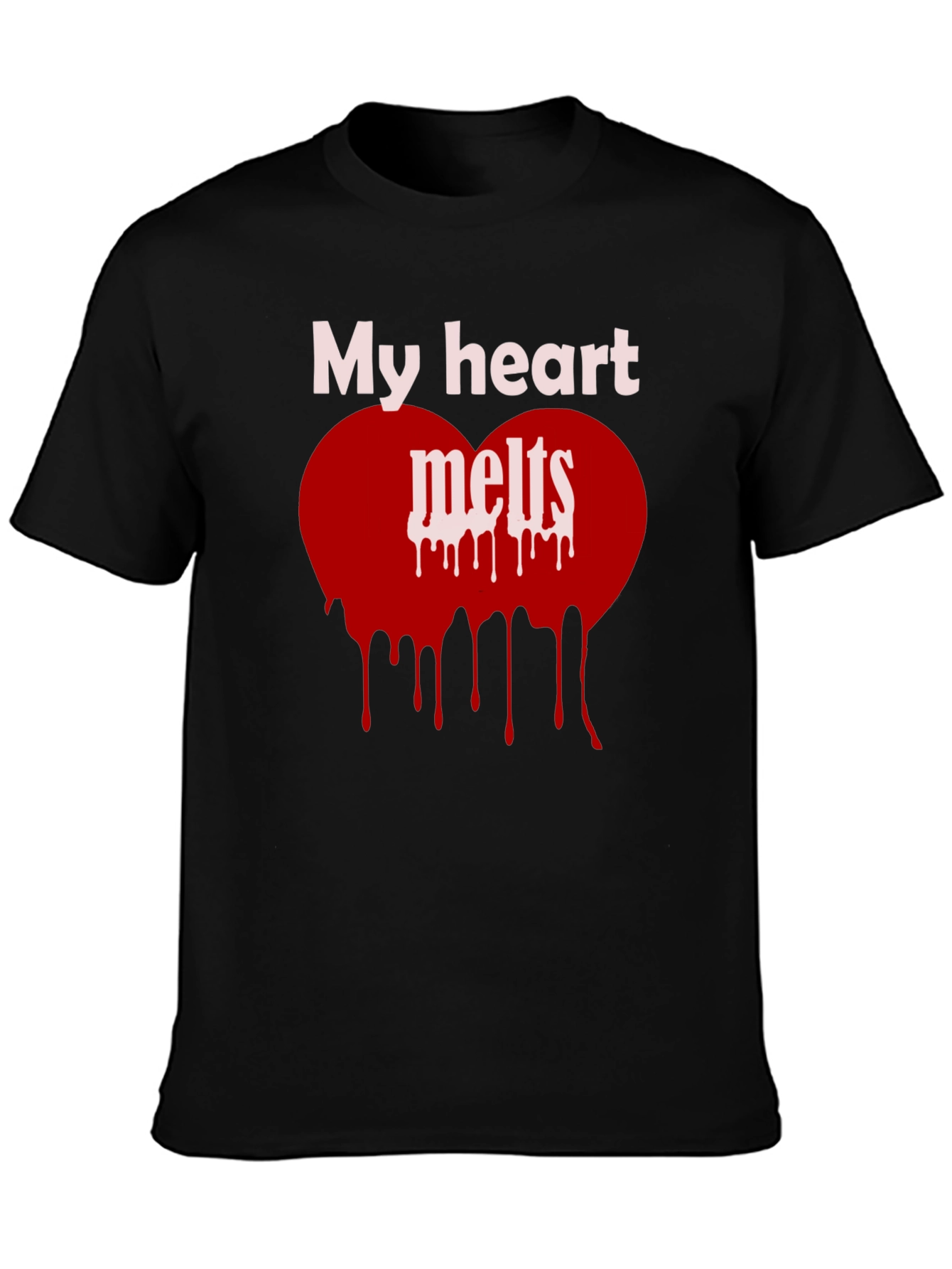 My Heart Melts Graphic Tee - Black Casual T-Shirt