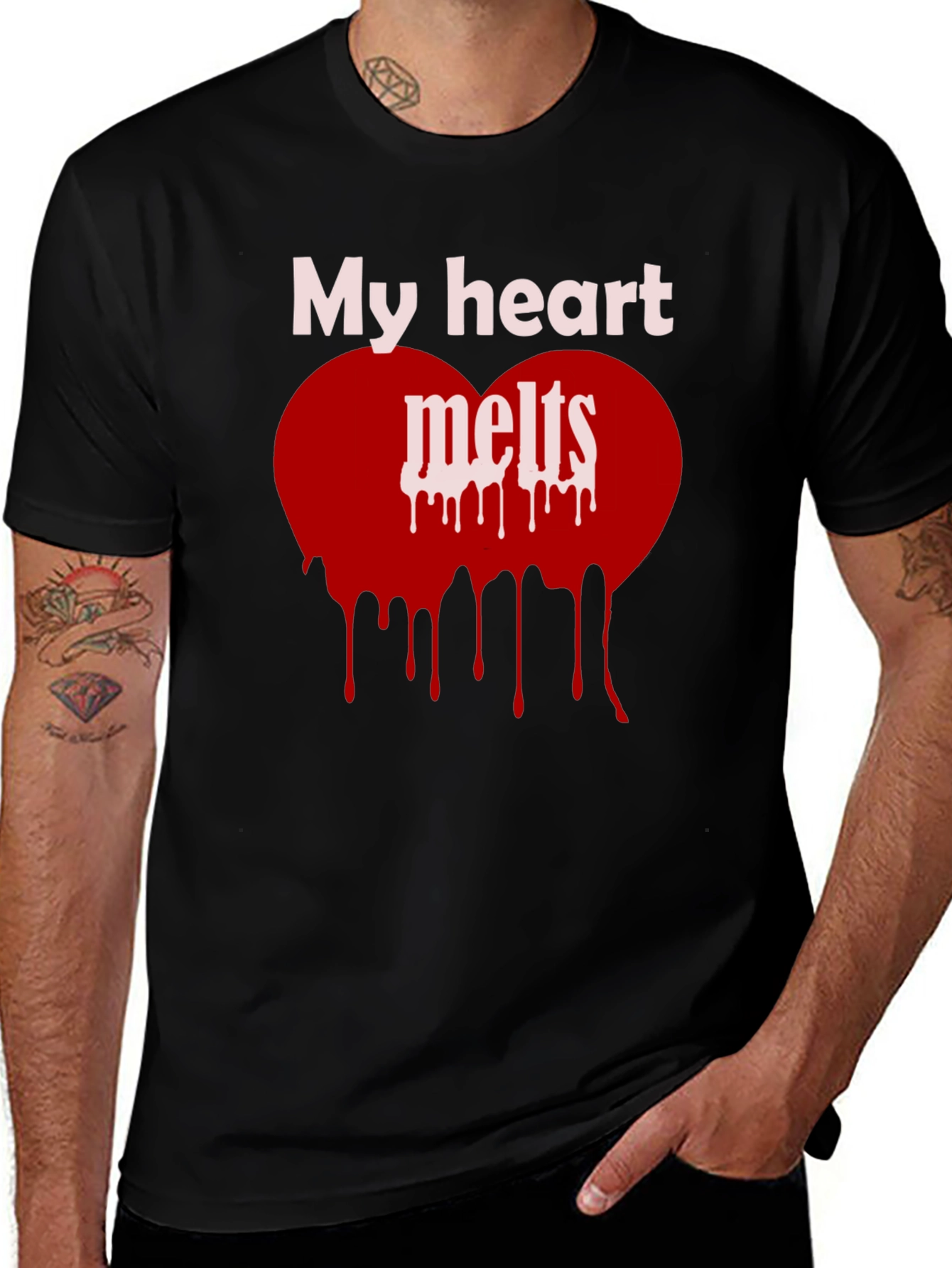 My Heart Melts Graphic Tee - Black Casual T-Shirt
