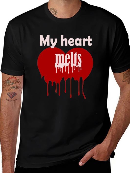 My Heart Melts Graphic Tee - Black Casual T-Shirt