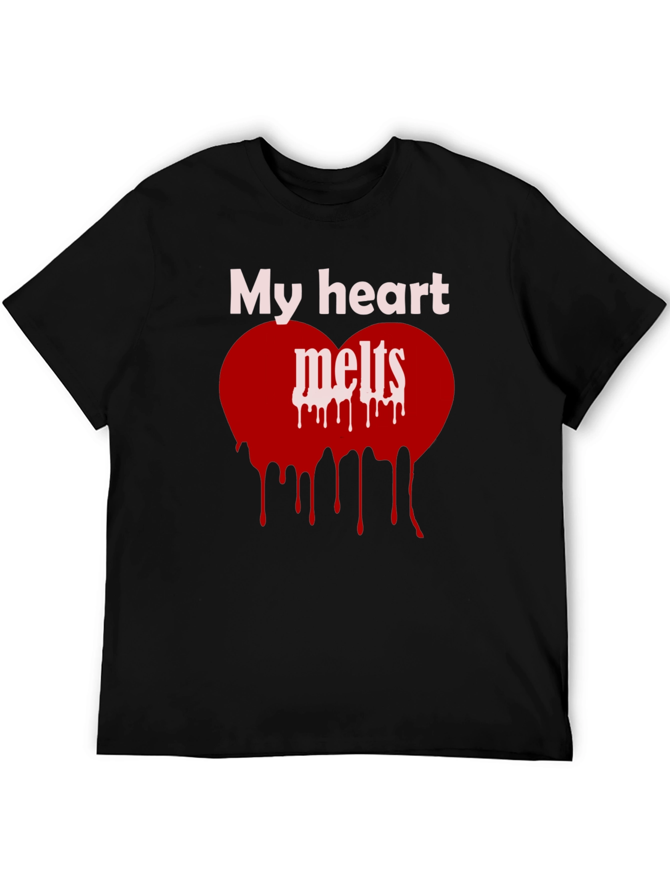 My Heart Melts Graphic Tee - Black Casual T-Shirt