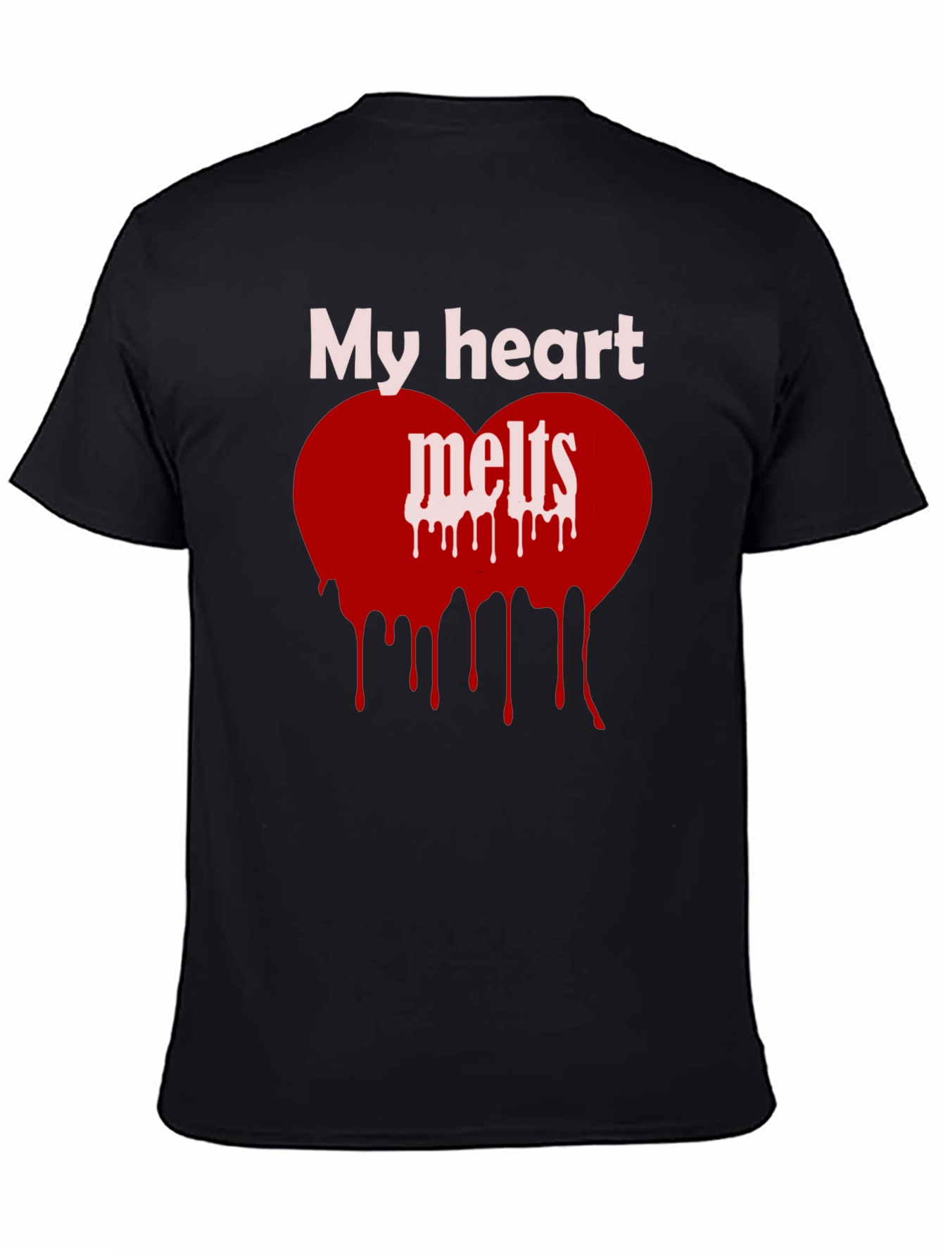 My Heart Melts Graphic Tee - Black Casual T-Shirt