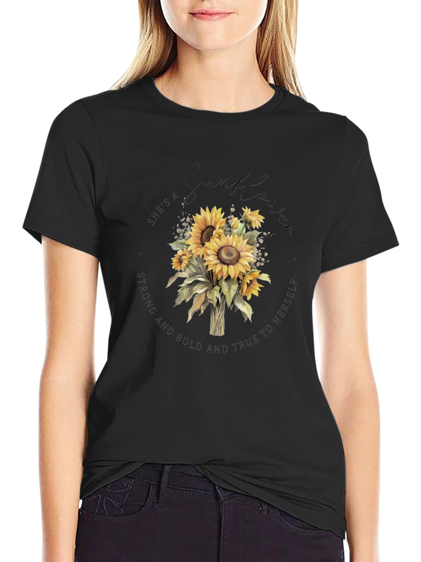 Sunflower Graphic Black T-Shirt