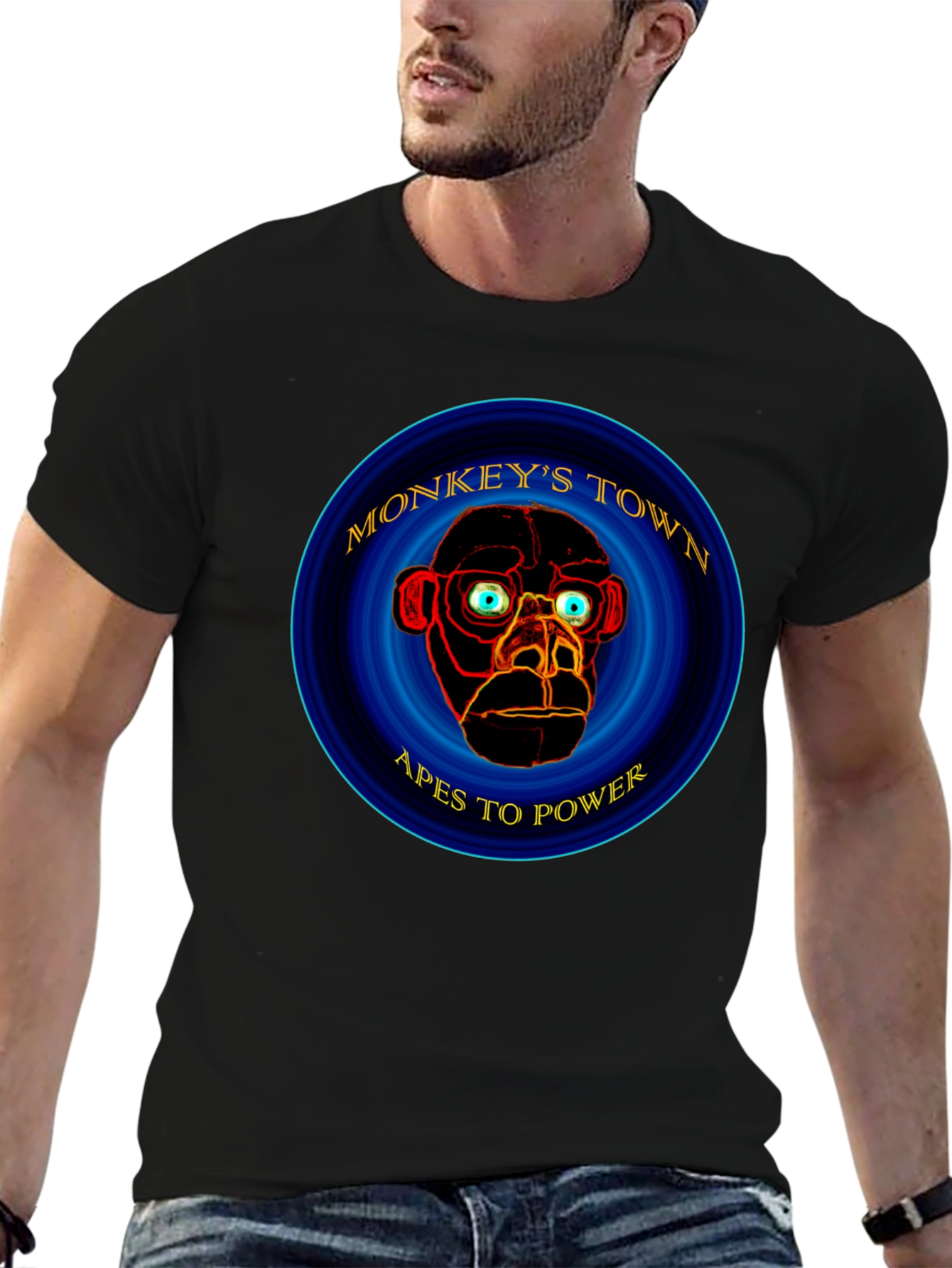 Monkeys Town Apes to Power Graphic T-Shirt
