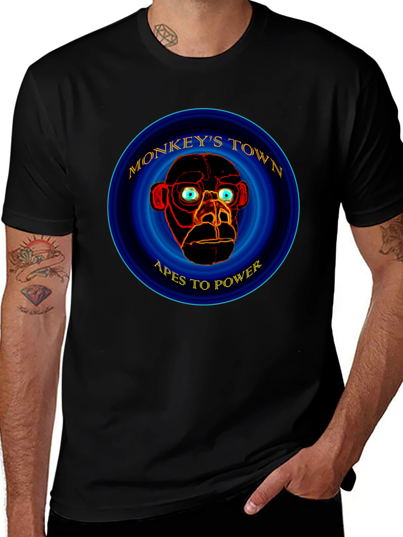Monkeys Town Apes to Power Graphic T-Shirt