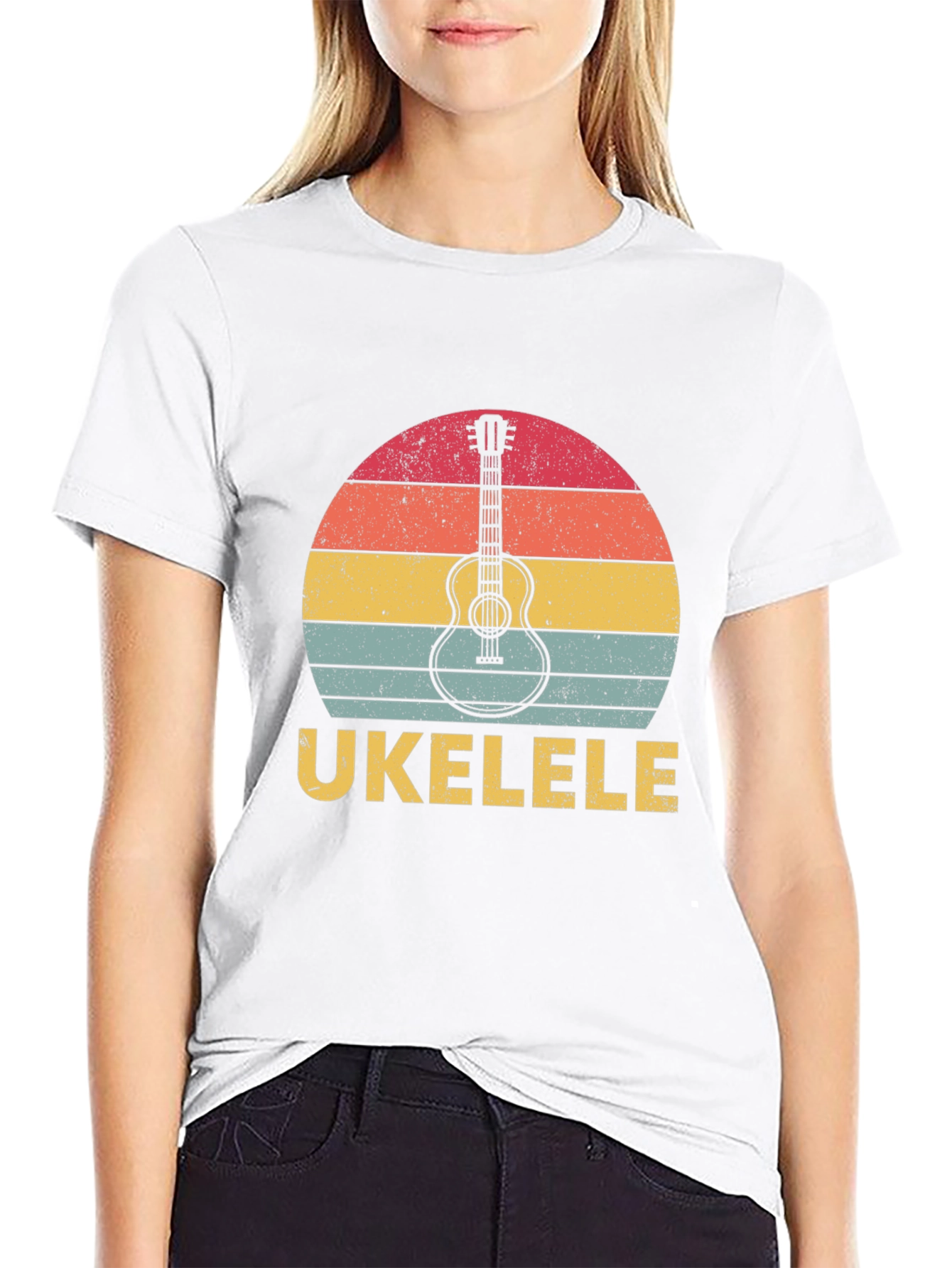 Retro Ukulele Sunset Graphic T-Shirt